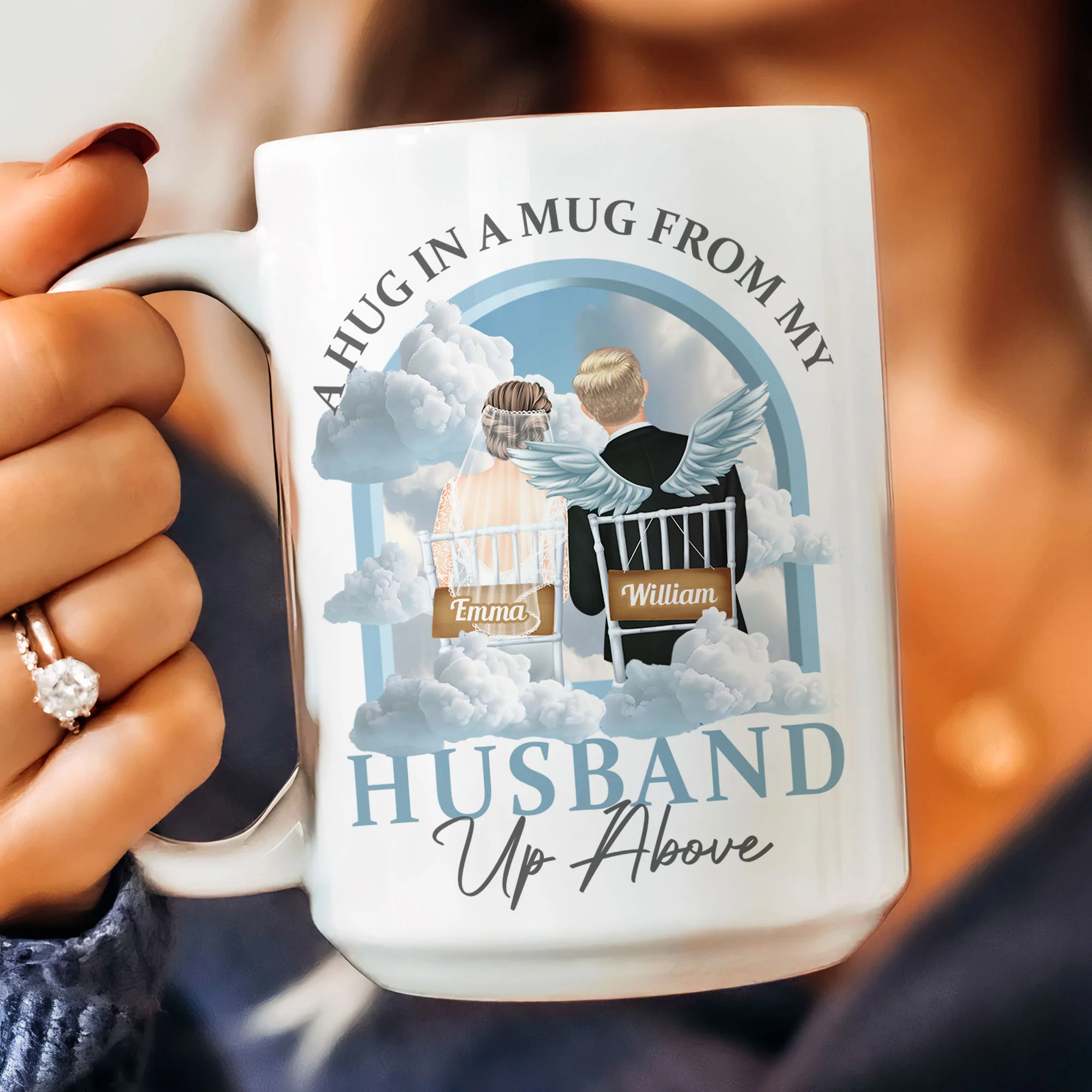 A Hug In A Mug From My Husband Up Above - Personalized Mug - Image 3