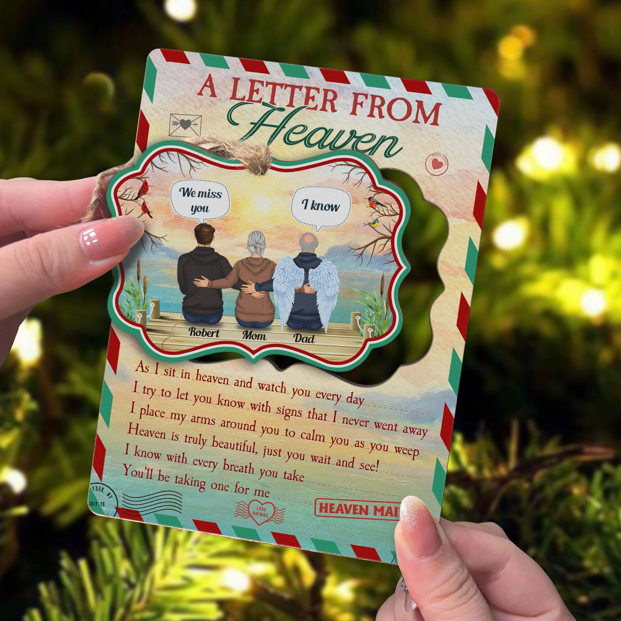 A Letter From Heaven To You - Personalized Wooden Card With Pop Out Ornament - Image 3