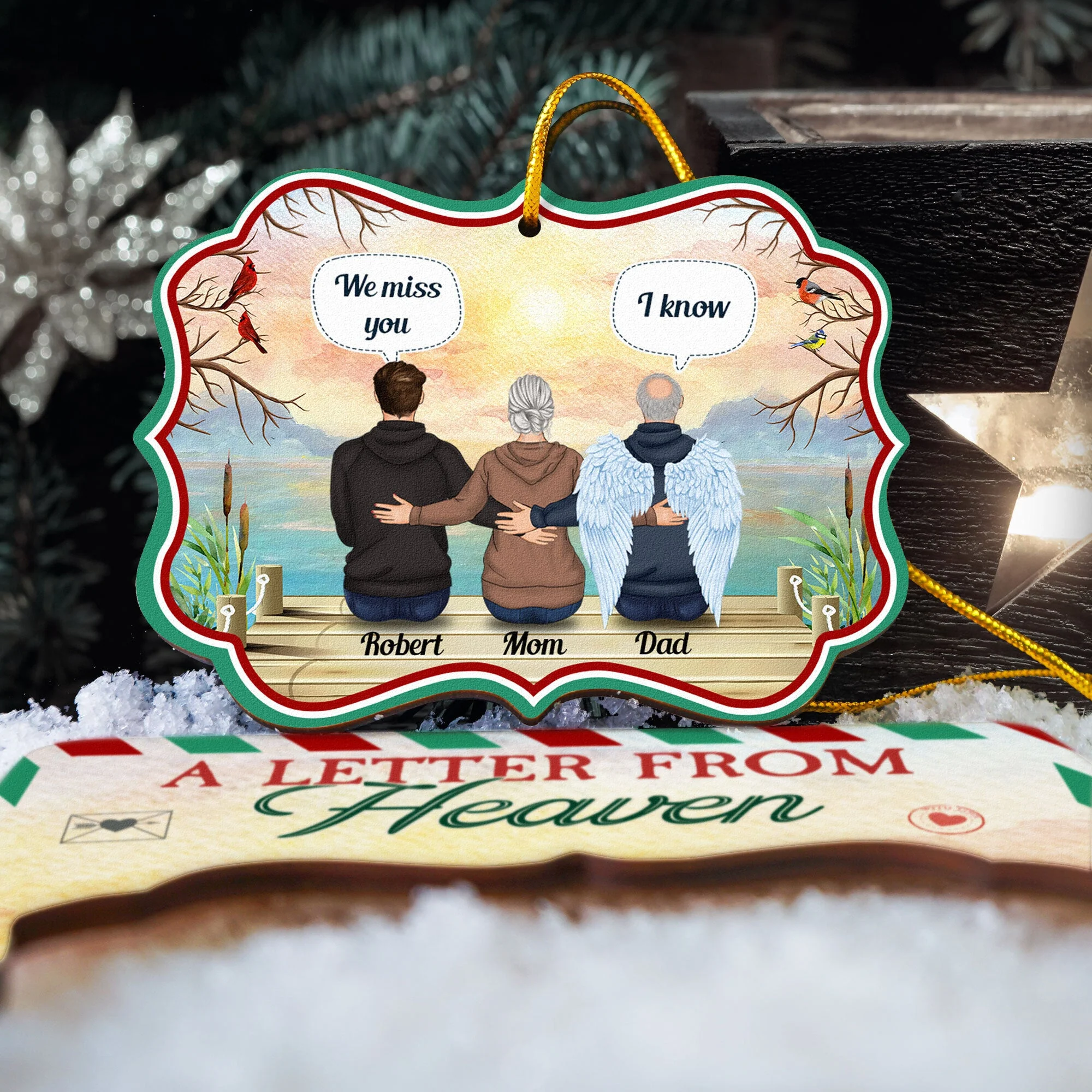 A Letter From Heaven To You - Personalized Wooden Card With Pop Out Ornament - Image 4