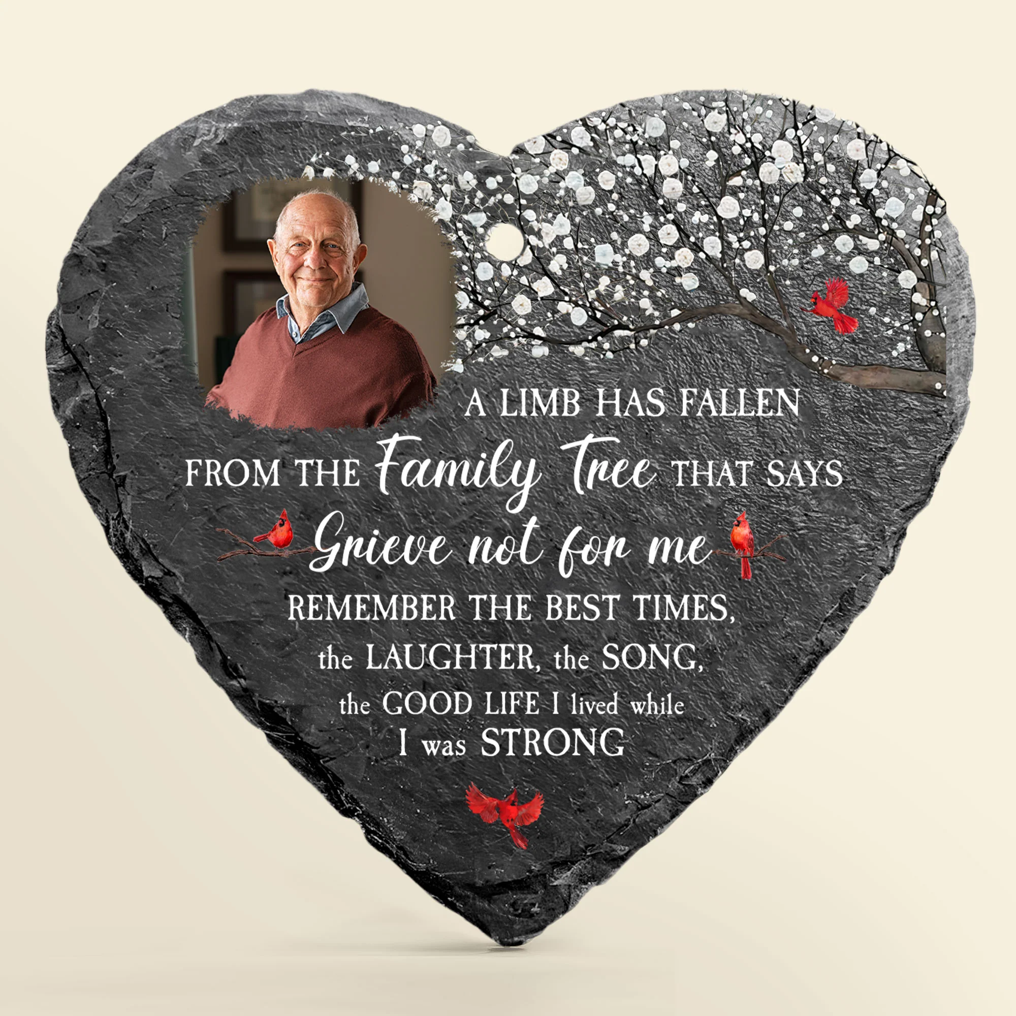 A Limb Has Fallen - Personalized Photo Memorial Garden Slate And Hook - Image 2