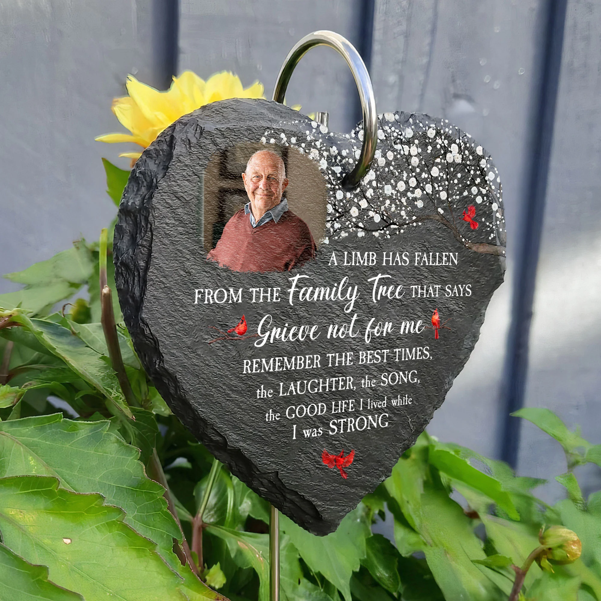A Limb Has Fallen - Personalized Photo Memorial Garden Slate And Hook - Image 4