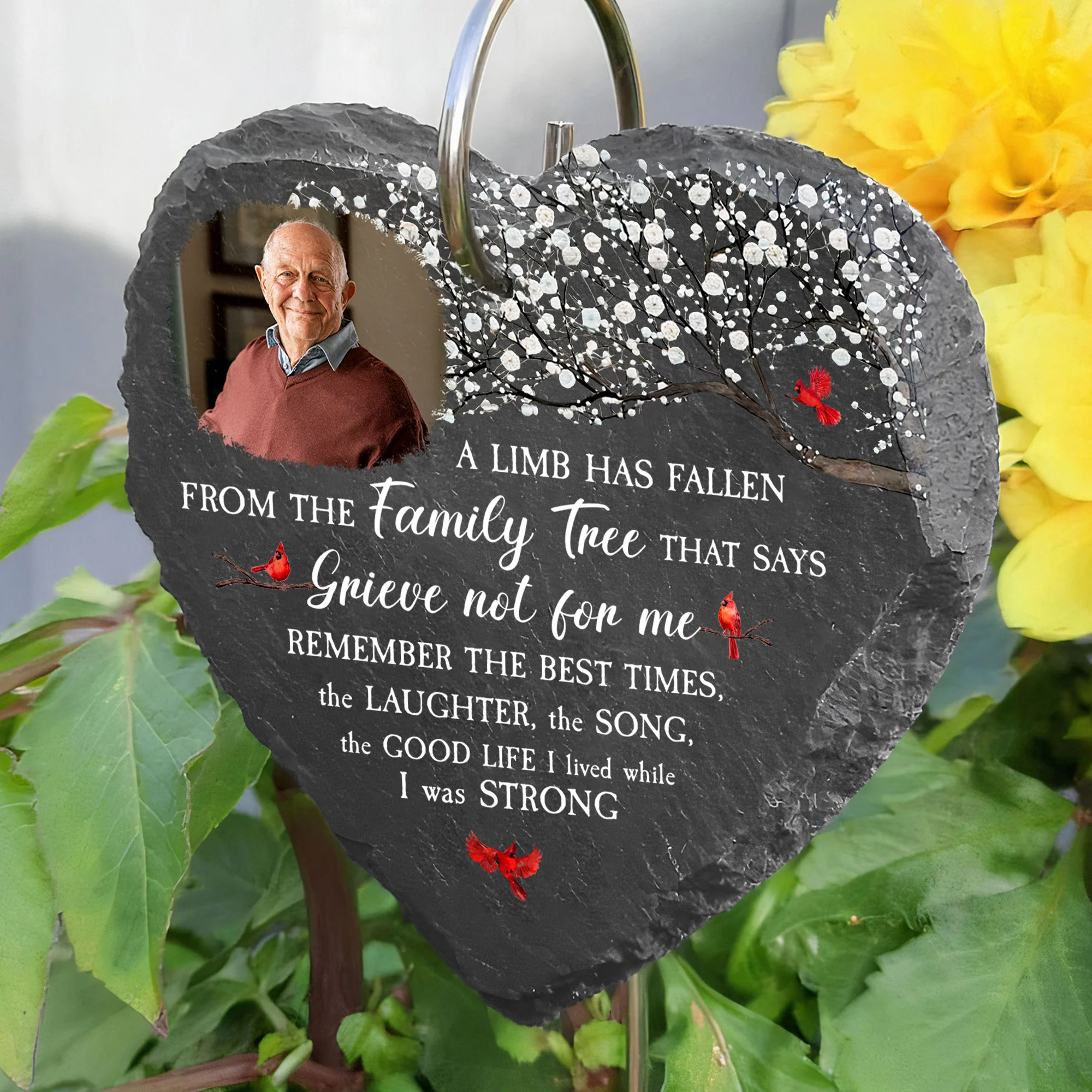 A Limb Has Fallen - Personalized Photo Memorial Garden Slate And Hook - Image 5