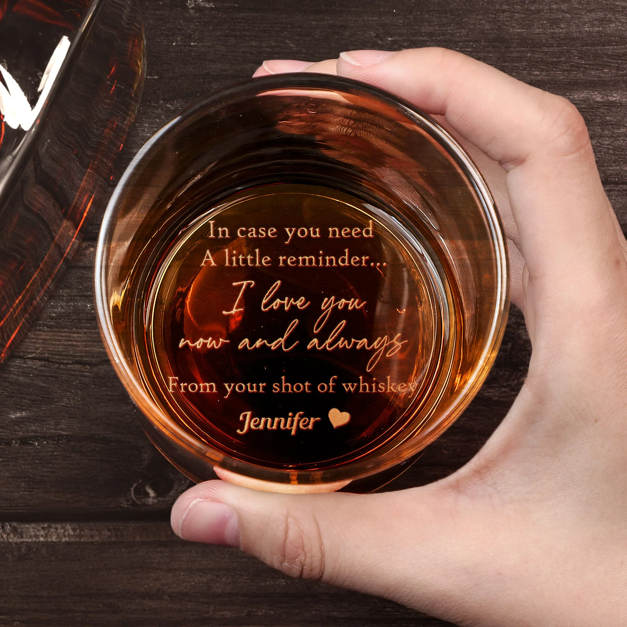 A Little Reminder I Love You Now And Always - Personalized Engraved Whiskey Glass - Image 4