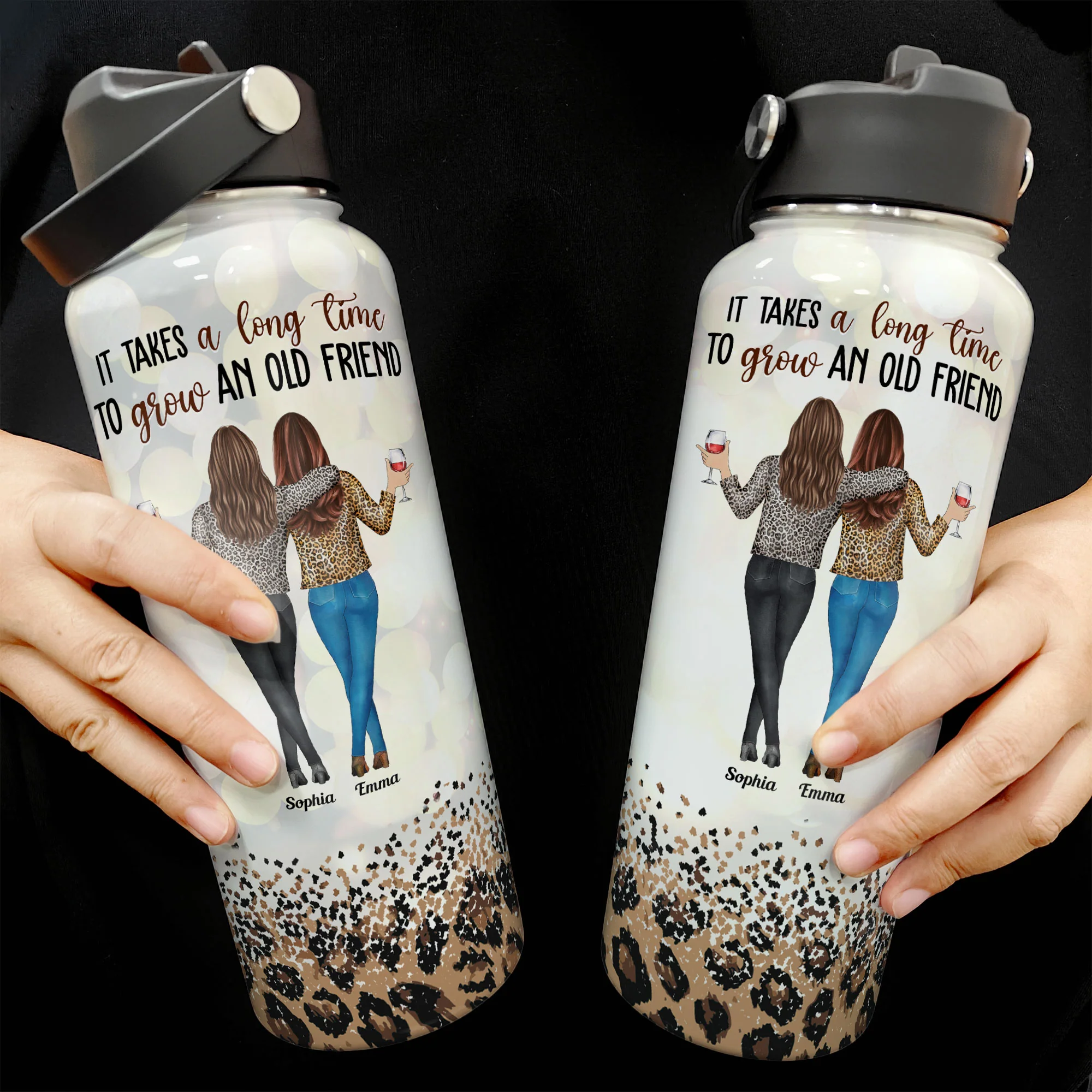 A Long Time To Grow An Old Friend - Personalized Stainless Steel Water Bottle - Image 3