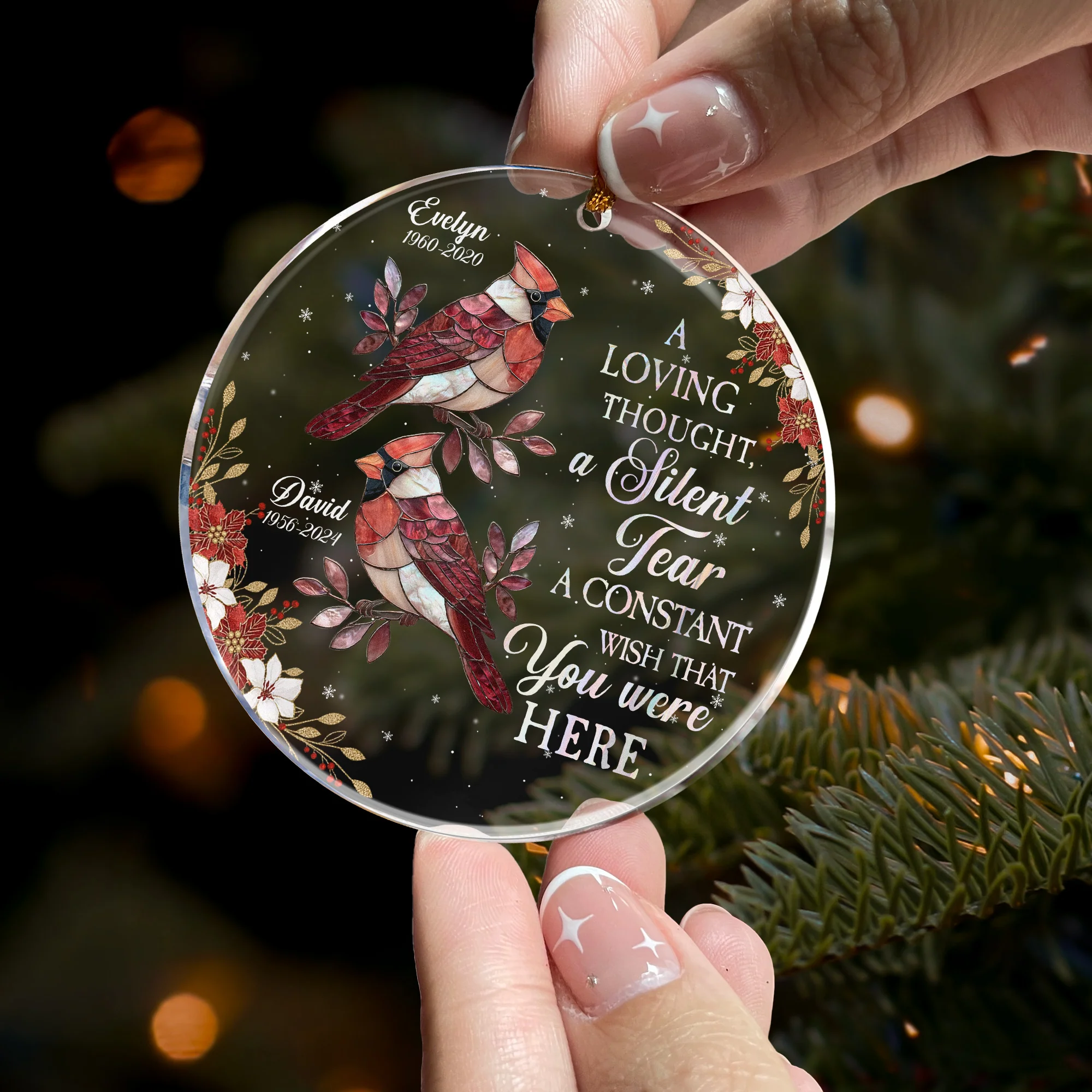 A Loving Thought A Silent Tear A Constant Wish That You Were Here - Personalized Acrylic Ornament - Image 2
