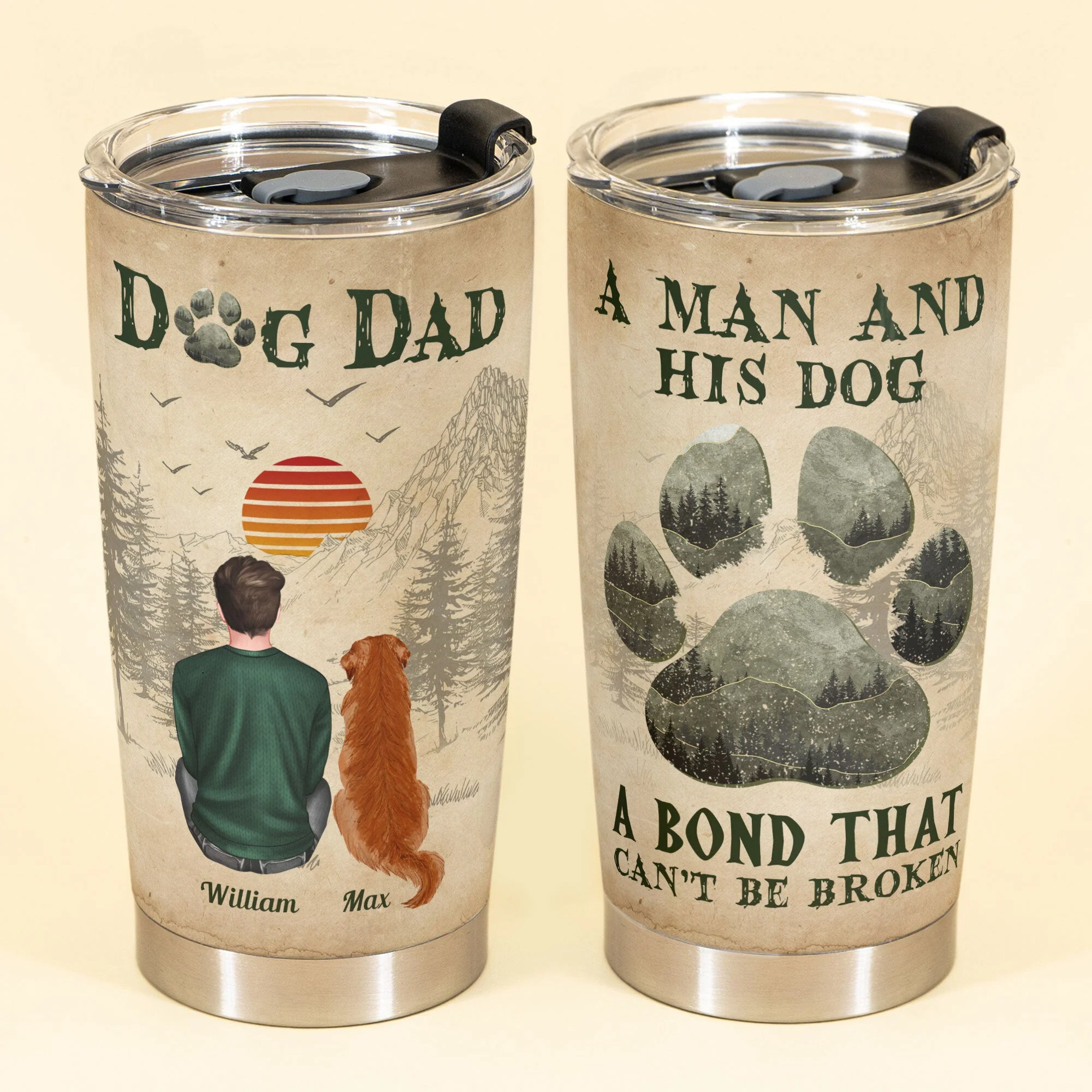 A Man And His Fur Babies Unbreakable Bond - Personalized Tumbler Cup - Image 4