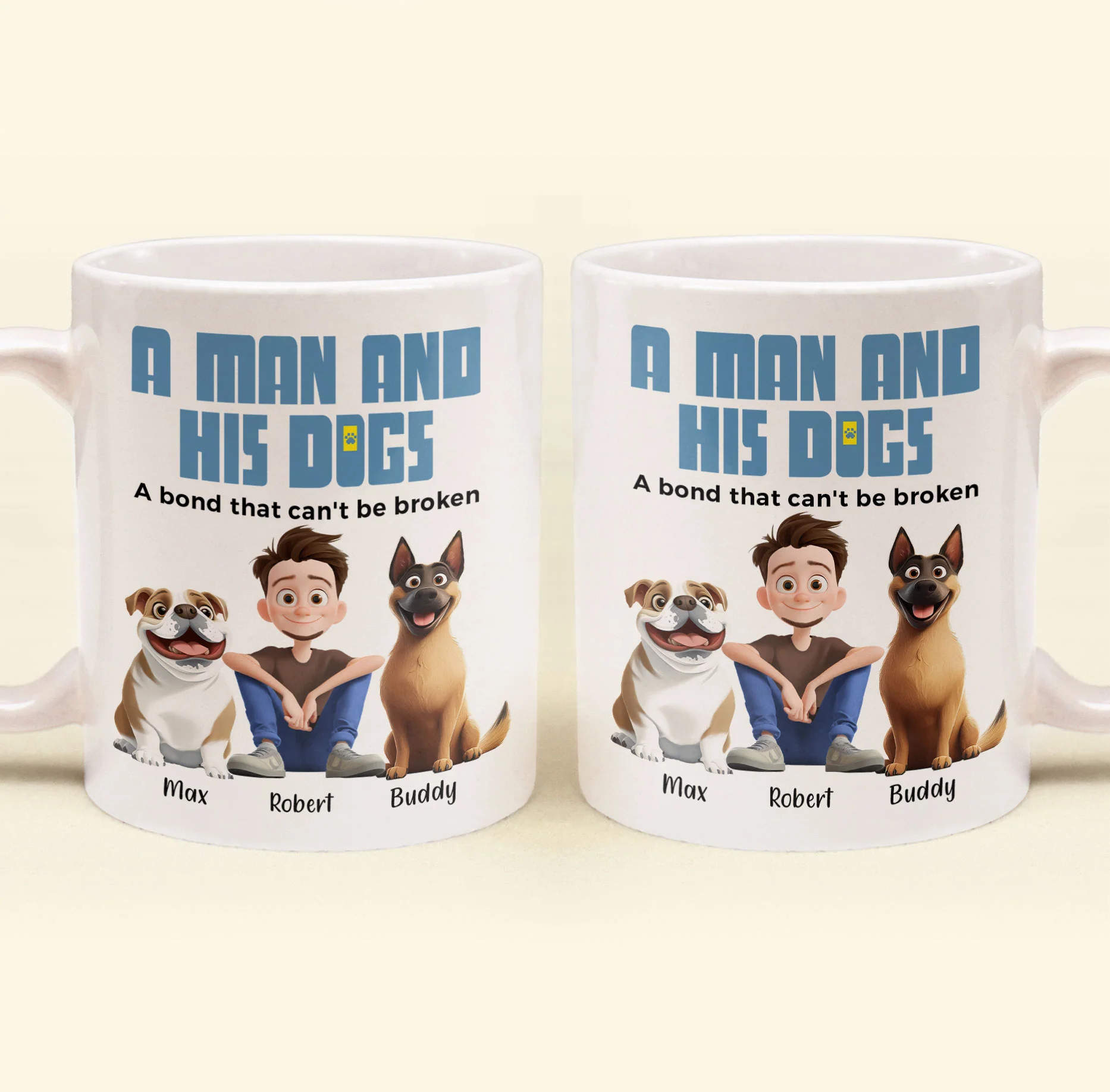 A Man & His Dogs - Personalized Mug - Image 3