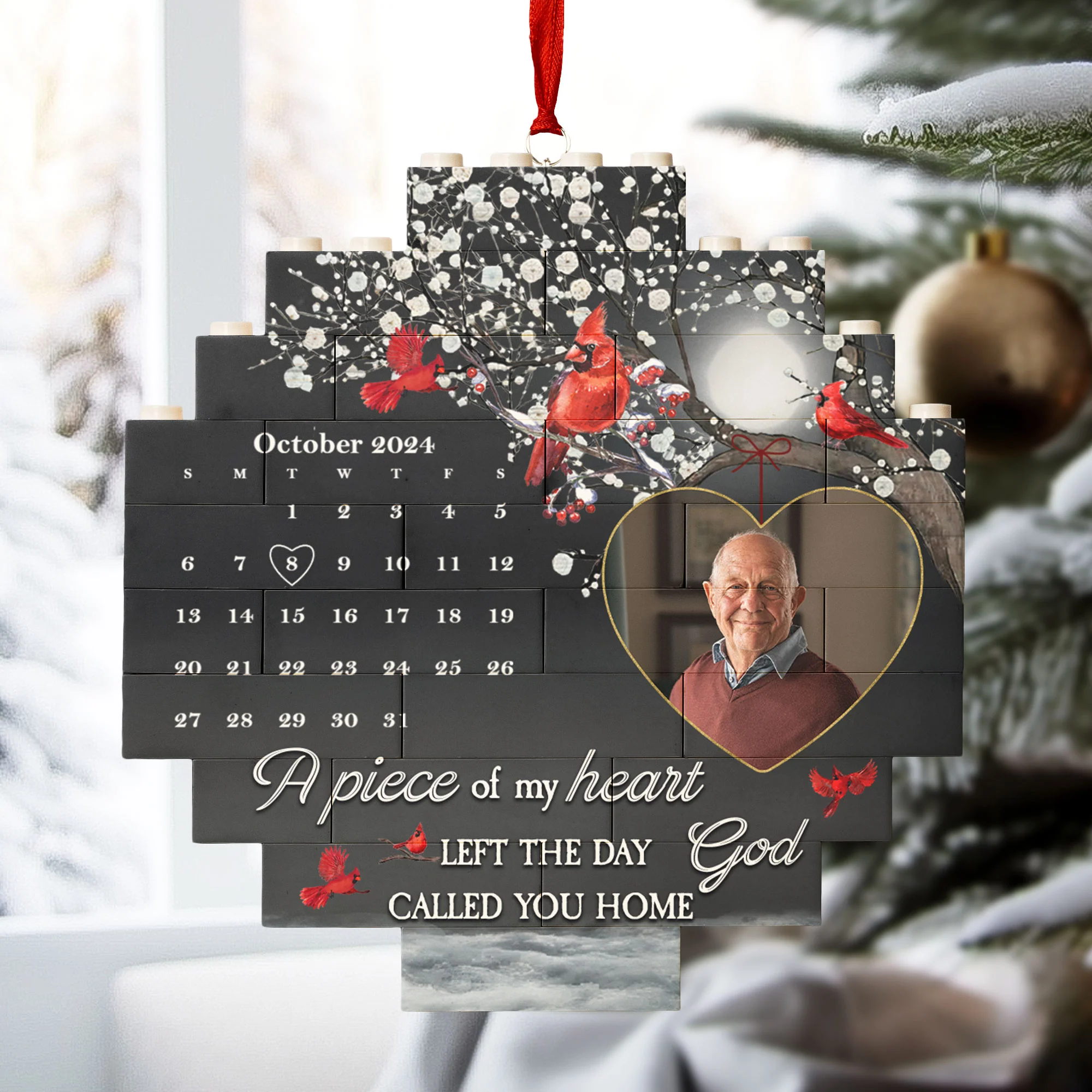 A Piece Of My Heart Left The Day God Called You Home - Custom Buildable Christmas Photo Ornament - Image 4