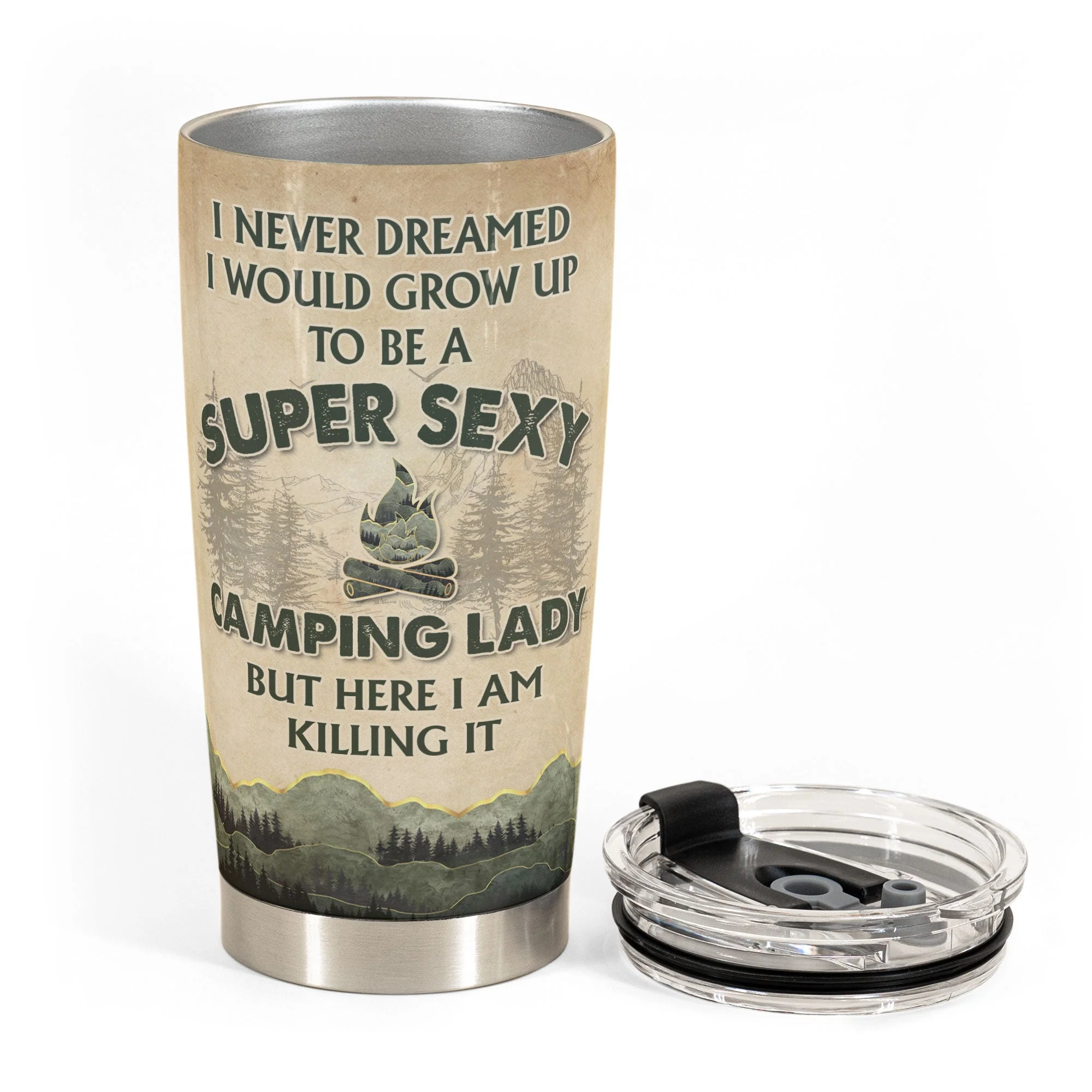 A Sexy Camping Lady - Personalized Tumbler Cup - Image 3