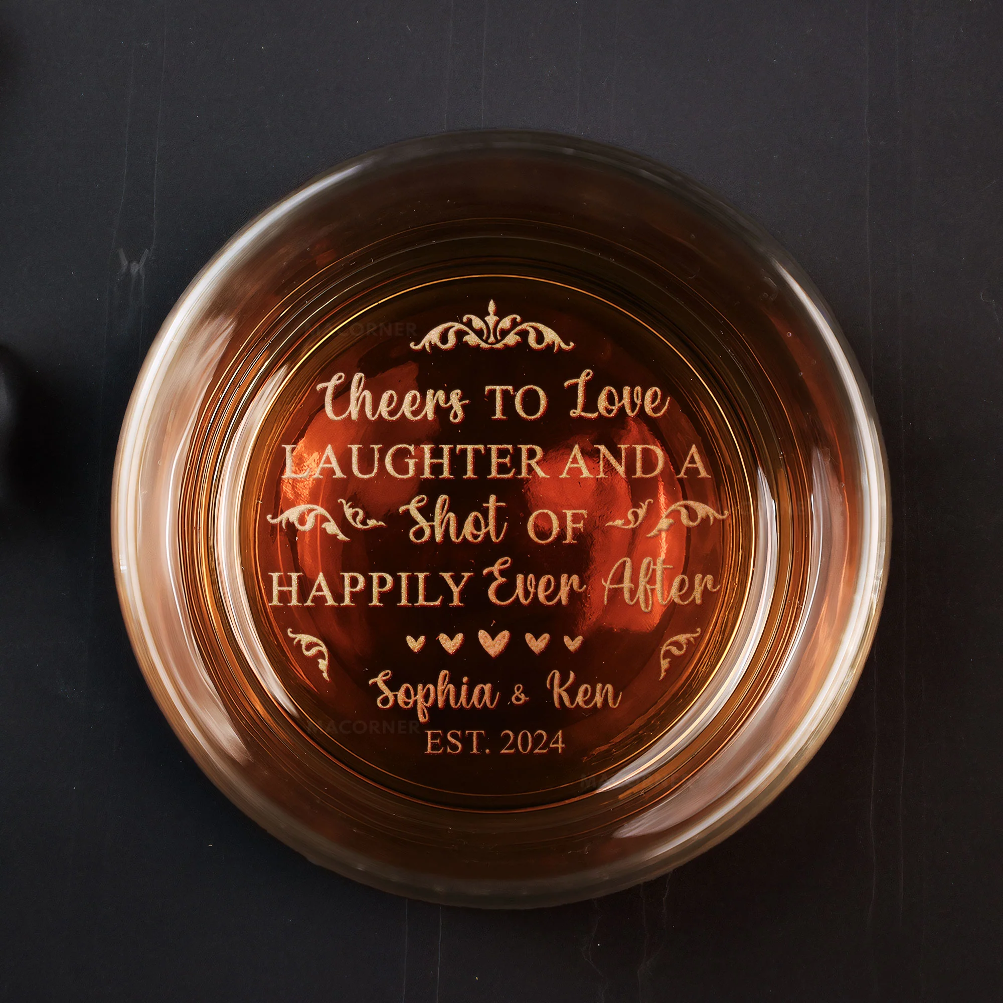 A Shot Of Happily Ever After Wedding Gift - Personalized Engraved Whiskey Glass - Image 4