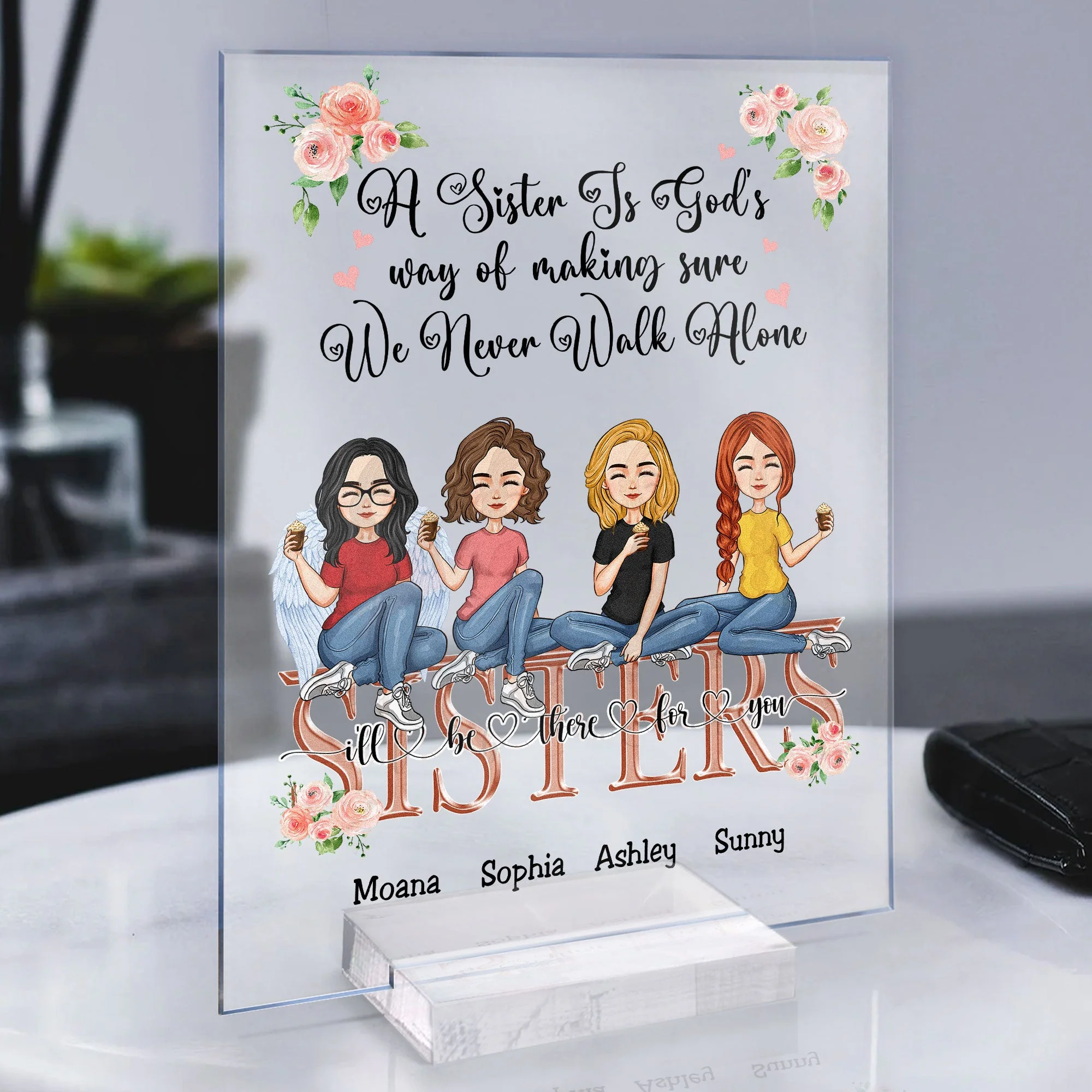 A Sister Is God's Way - Personalized Acrylic Plaque - Image 4