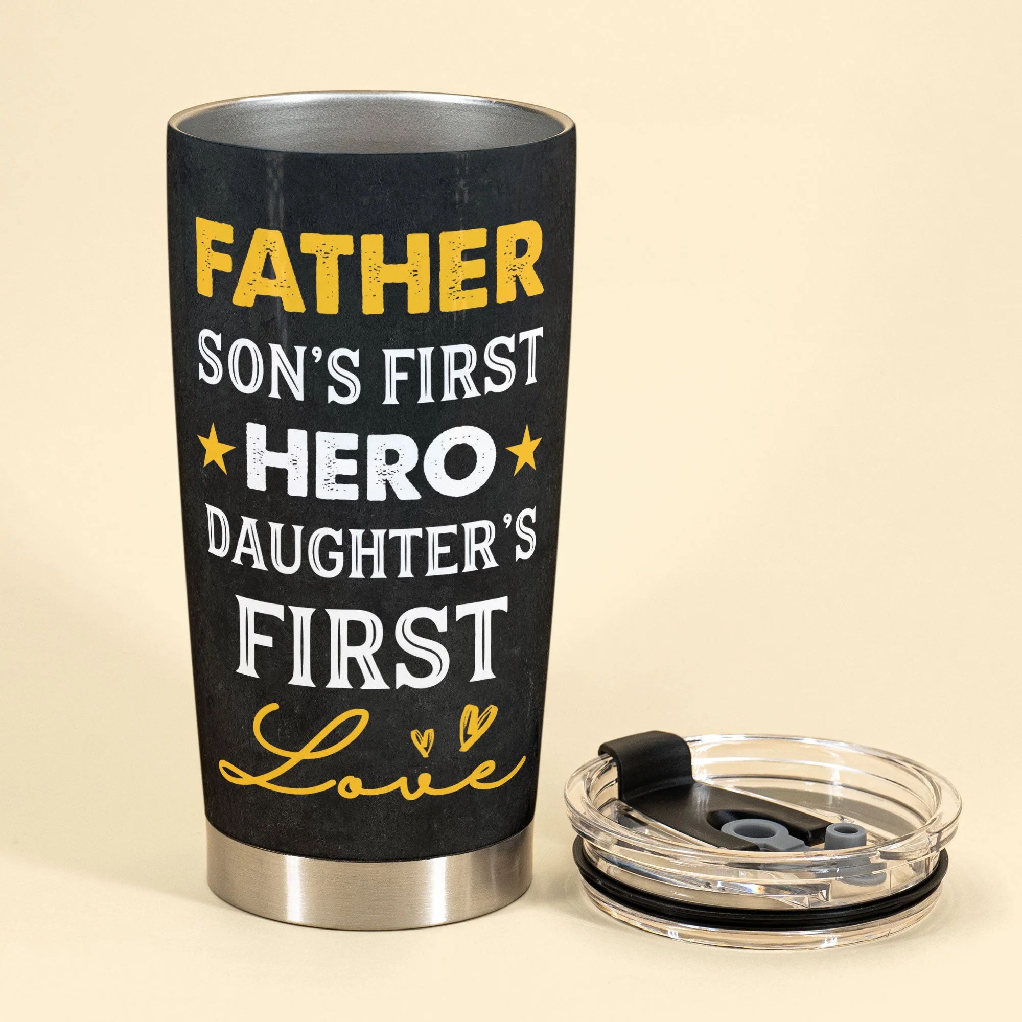 A Son's First Hero A Daughter's First Love - Personalized Tumbler Cup - Birthday Father's Day Gift For Dad, Step Dad - Gift From Daughters, Sons, Wife - Image 3