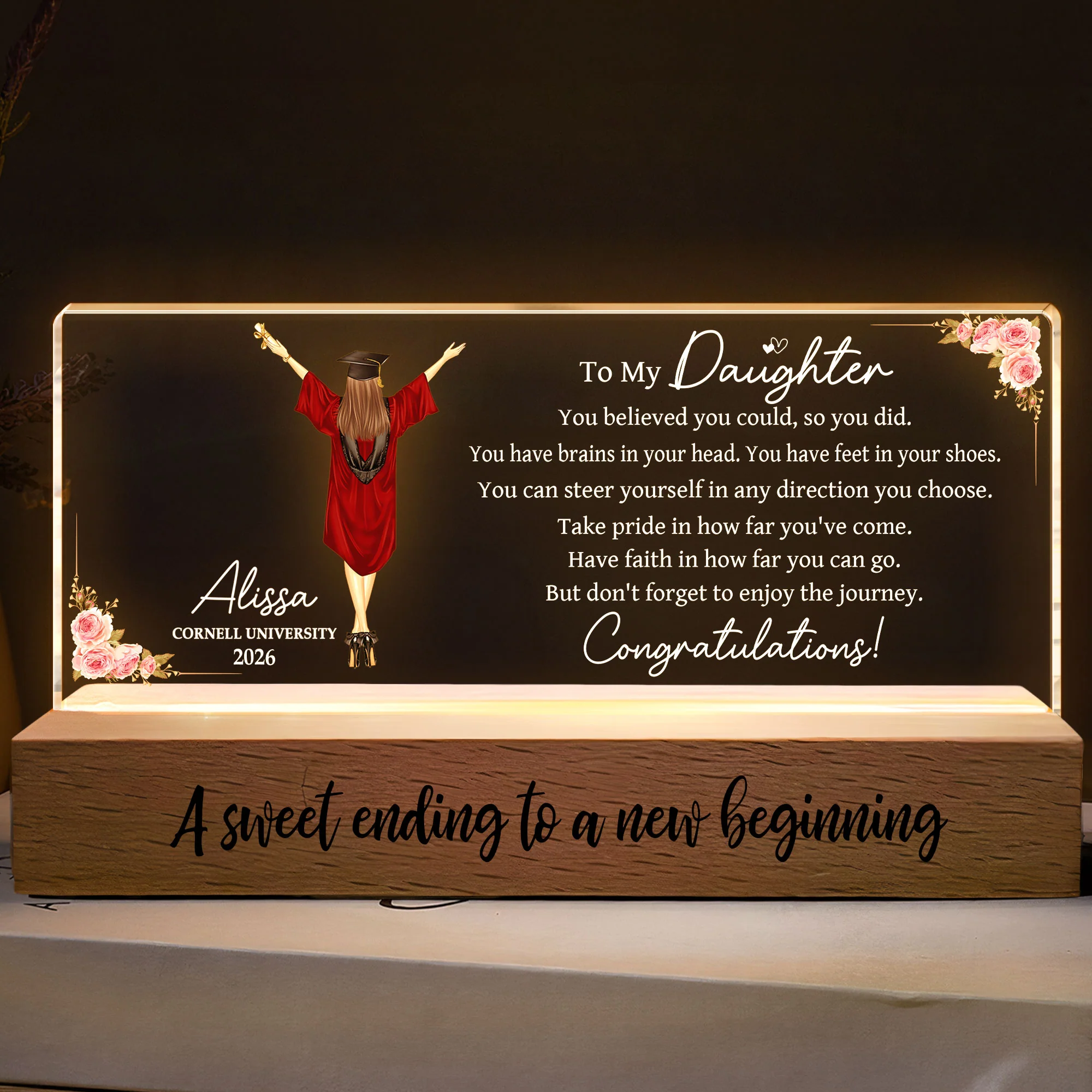 A Sweet Ending To A New Beginning Graduation Gift - Personalized LED Night Light
