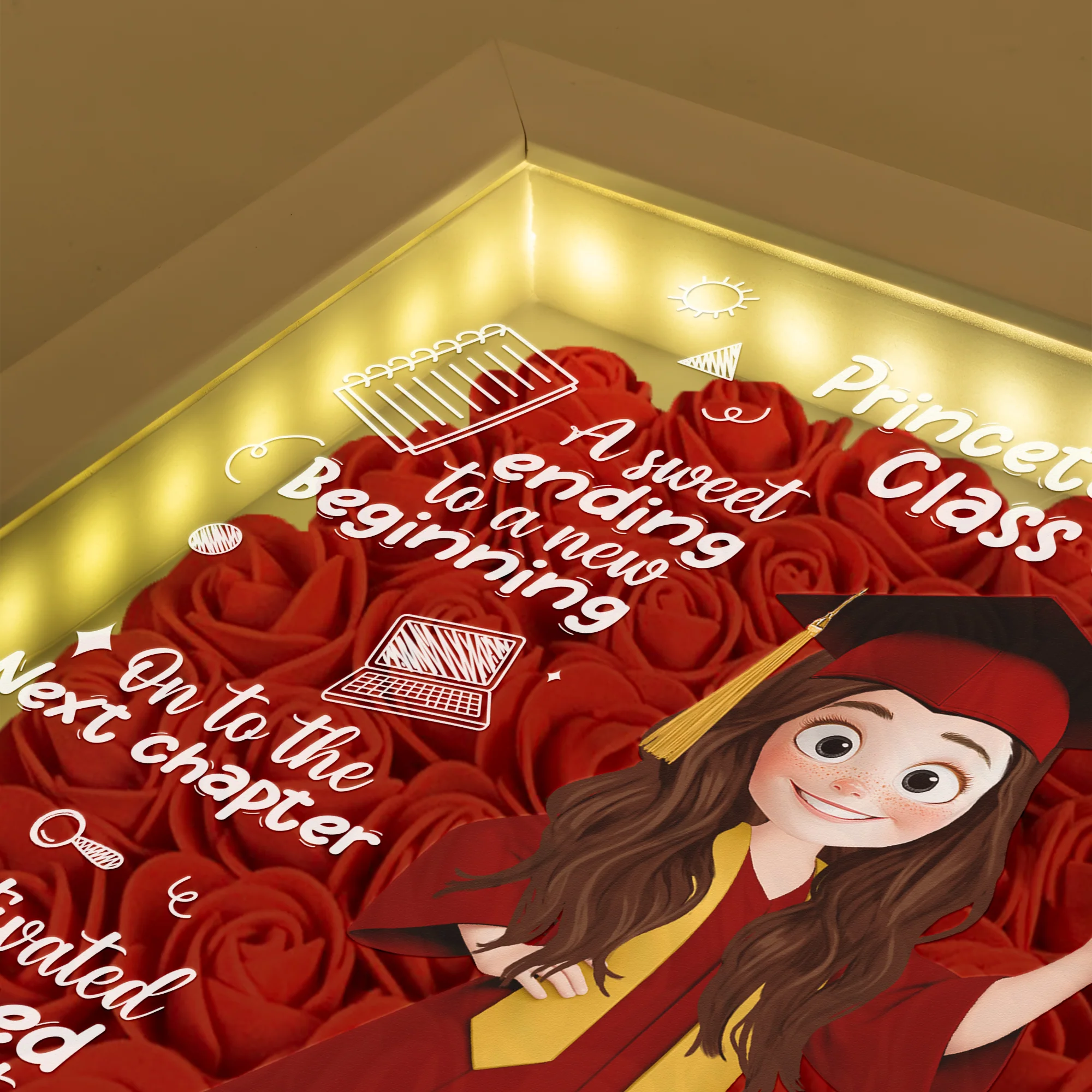 A Sweet Ending To A New Beginning Graduation - Personalized Flower Shadow Box - Image 2