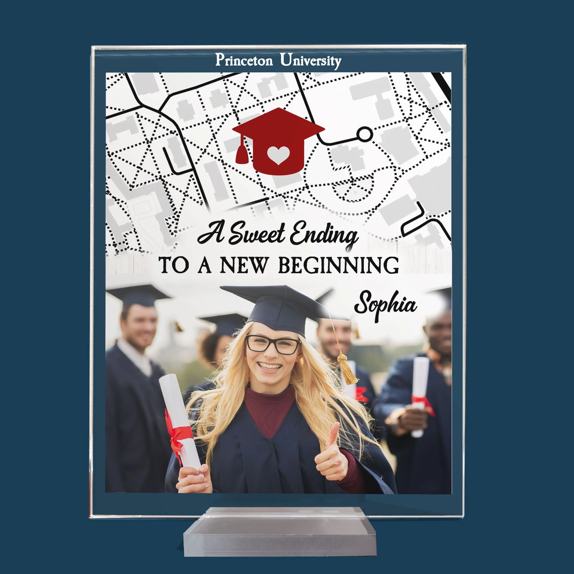 A Sweet Ending To A New Beginning Location Map - Personalized Acrylic Photo Plaque - Image 5