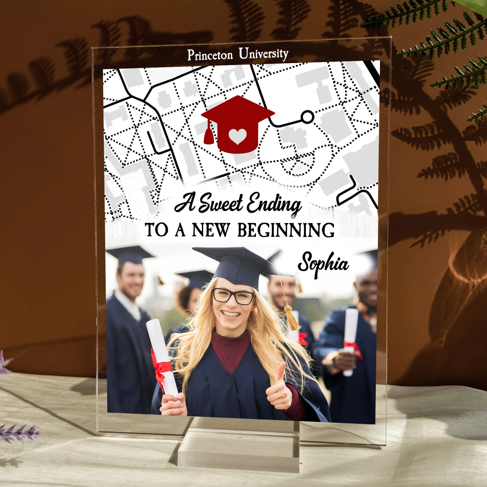 A Sweet Ending To A New Beginning Location Map - Personalized Acrylic Photo Plaque - Image 6