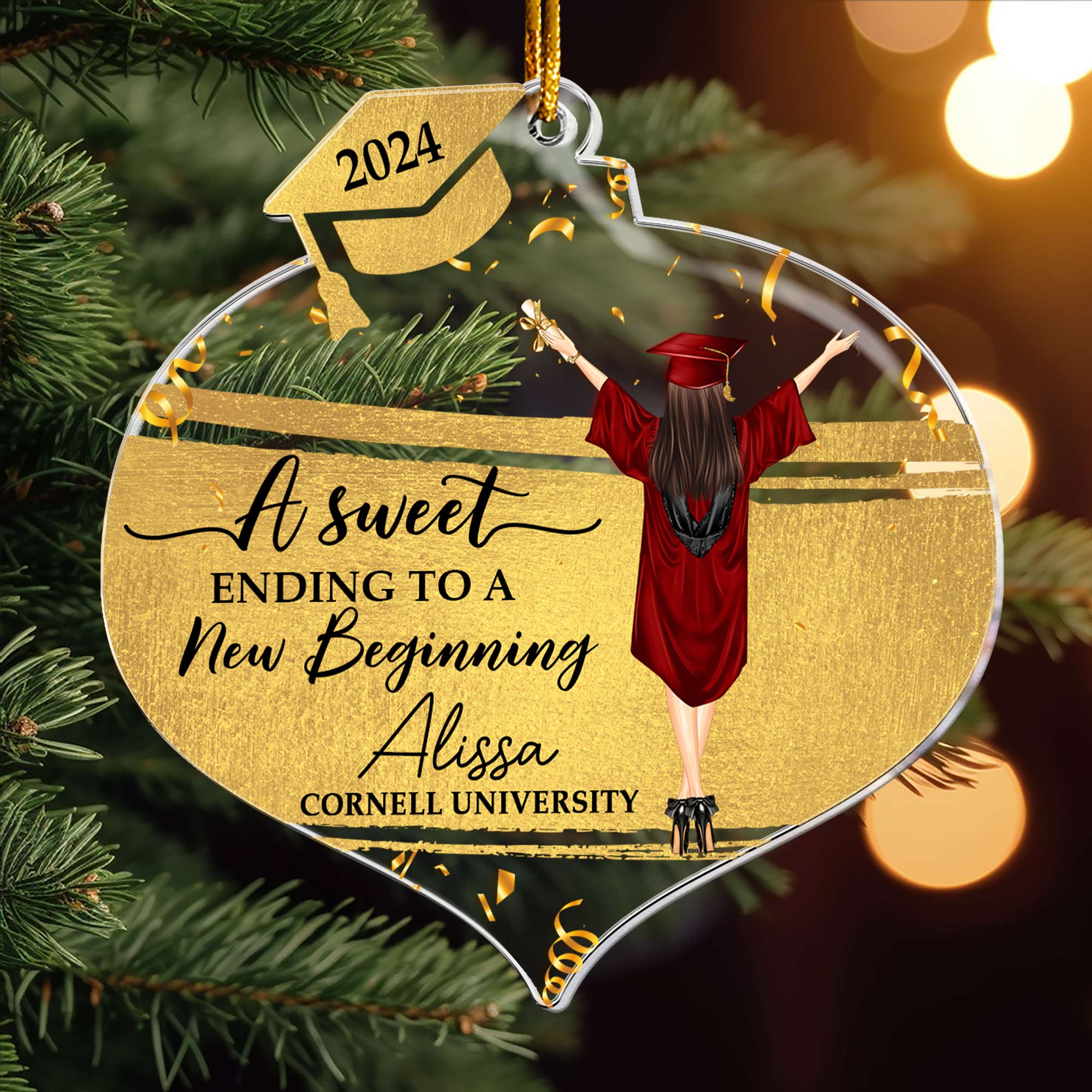 A Sweet Ending To A New Beginning - Personalized Acrylic Ornament - Image 2