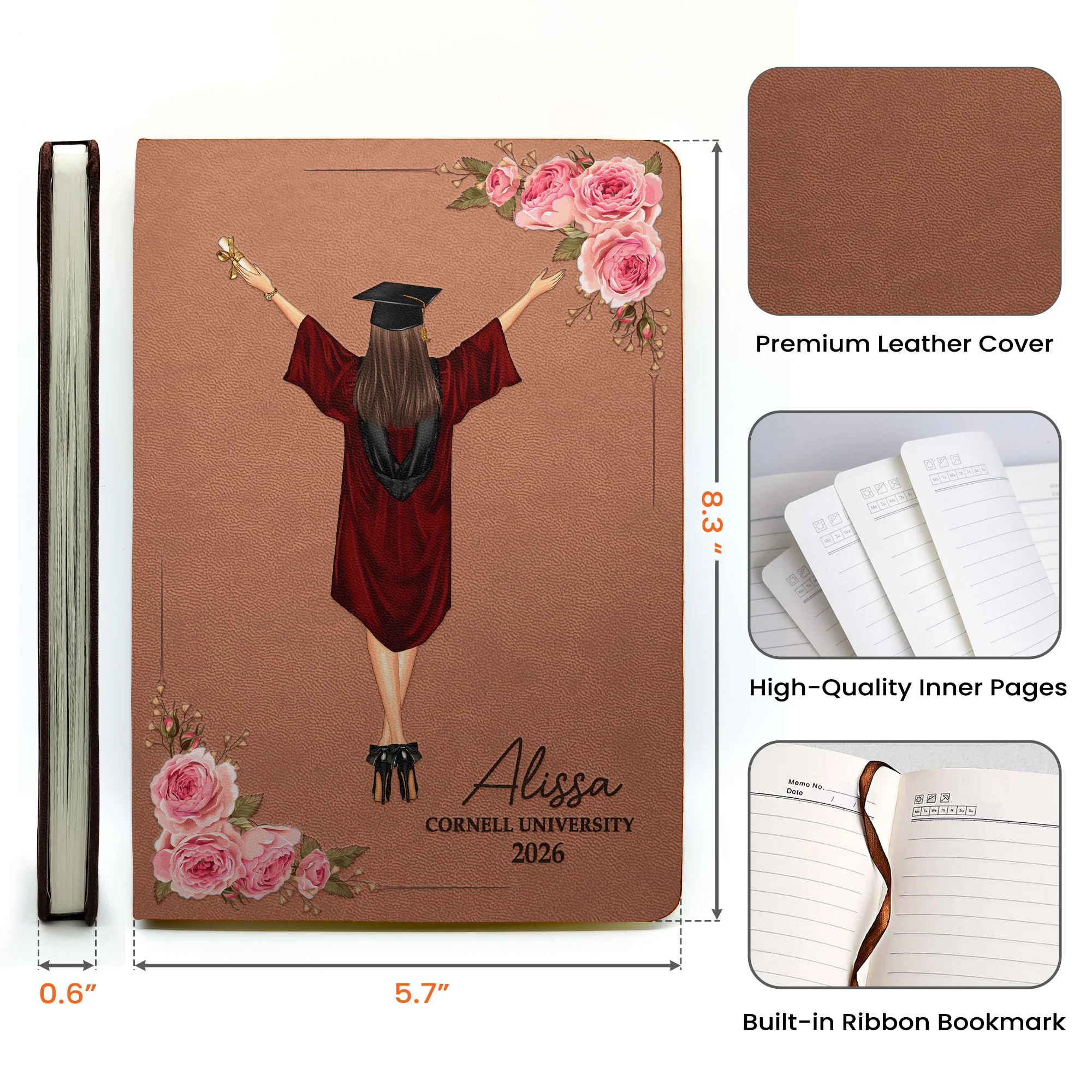 A Sweet Ending To A New Beginning - Personalized Leather Journal - Image 6