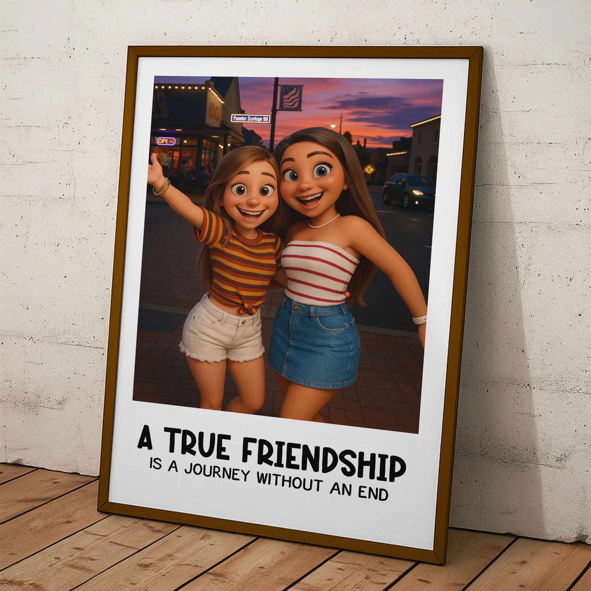 A True Friendship Custom Cartoon Art From Photo - Personalized Photo Poster - Image 6