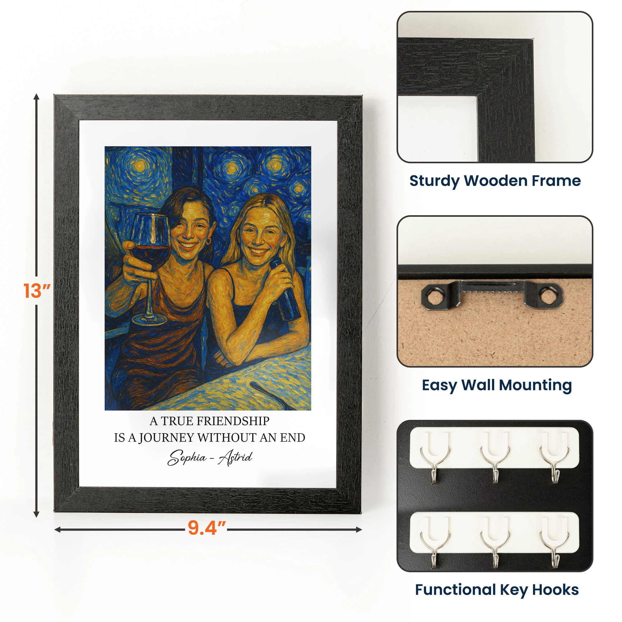 A True Friendship Gift For Friend - Personalized Hidden Key Holder Photo Frame - Image 7