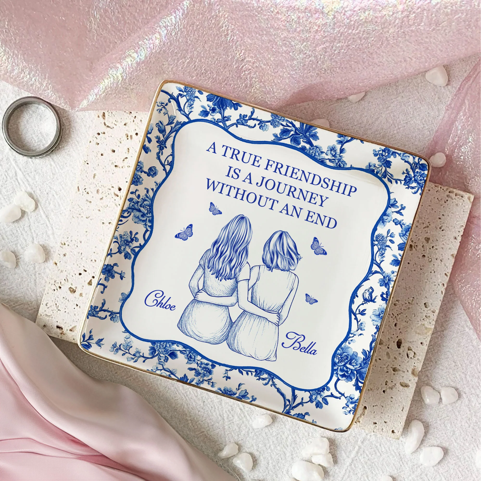 A True Friendship Is A Journey - Personalized Jewelry Dish - Image 2