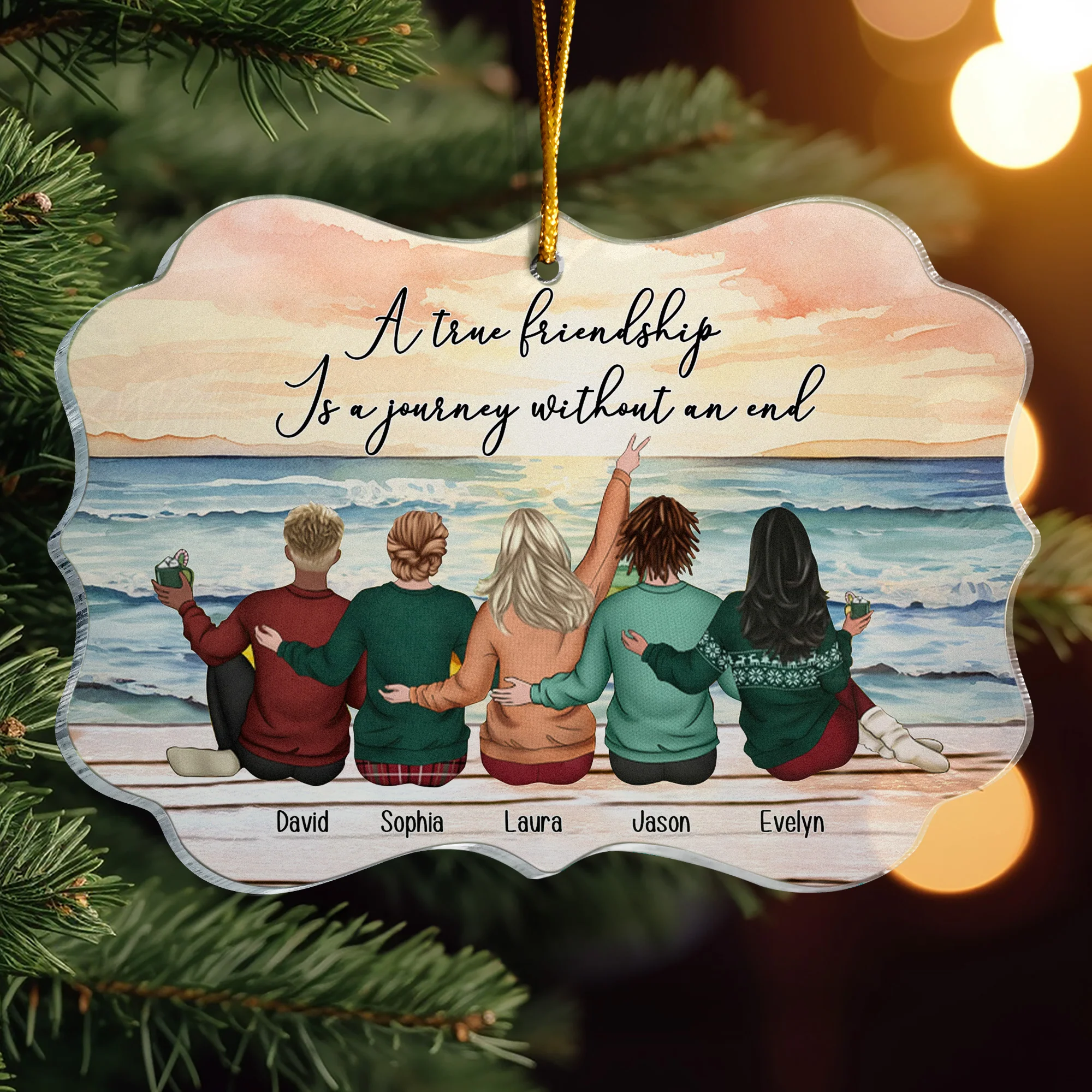 A True Friendship Is A Journey Without An End - Personalized Acrylic Ornament - Gift For Friend - Image 2