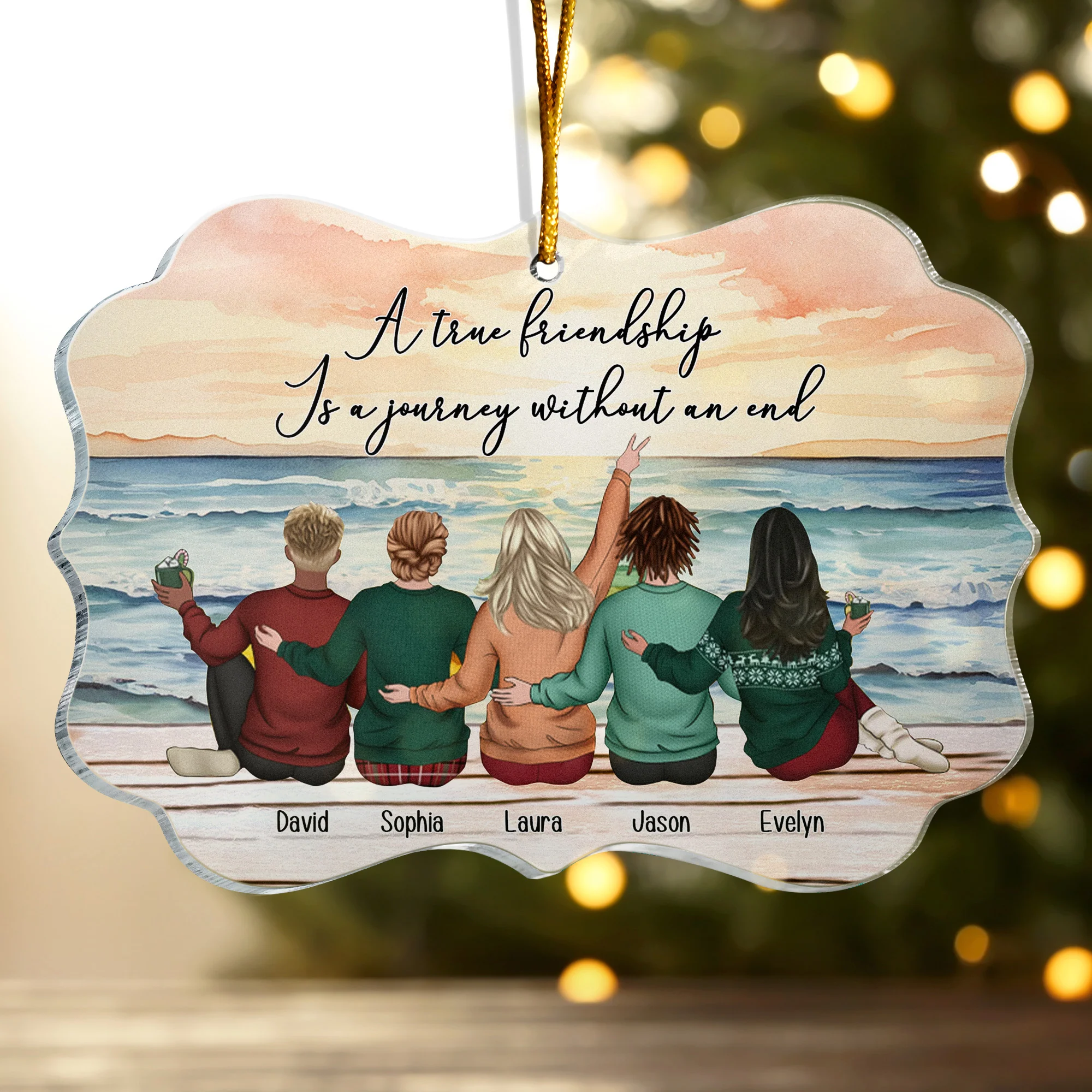 A True Friendship Is A Journey Without An End - Personalized Acrylic Ornament - Gift For Friend - Image 3