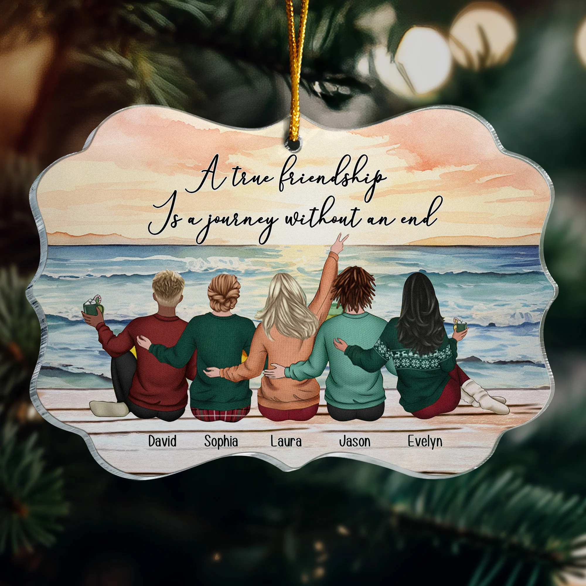 A True Friendship Is A Journey Without An End - Personalized Acrylic Ornament - Gift For Friend - Image 4