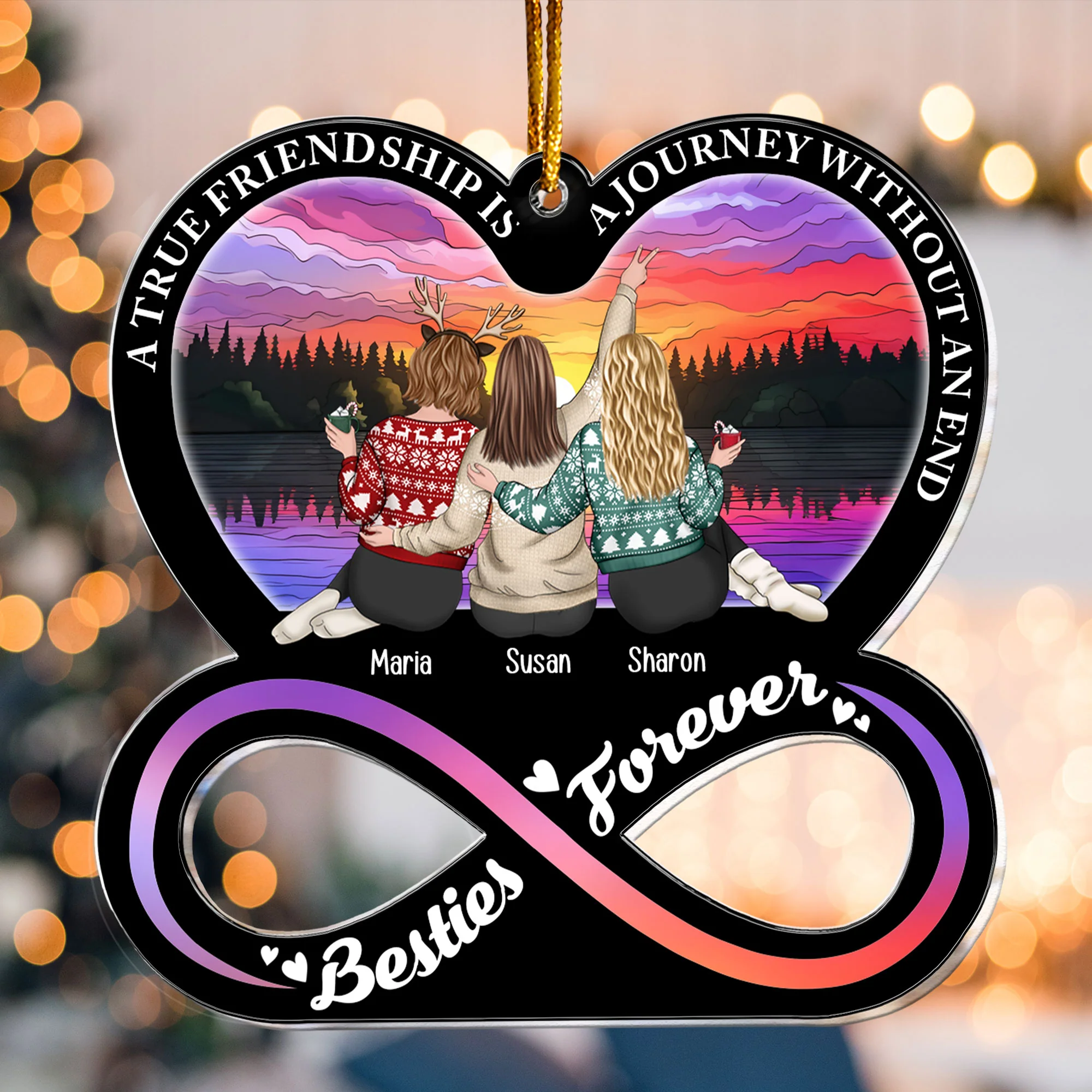 A True Friendship Is A Journey Without An End - Personalized Acrylic Ornament - Image 2