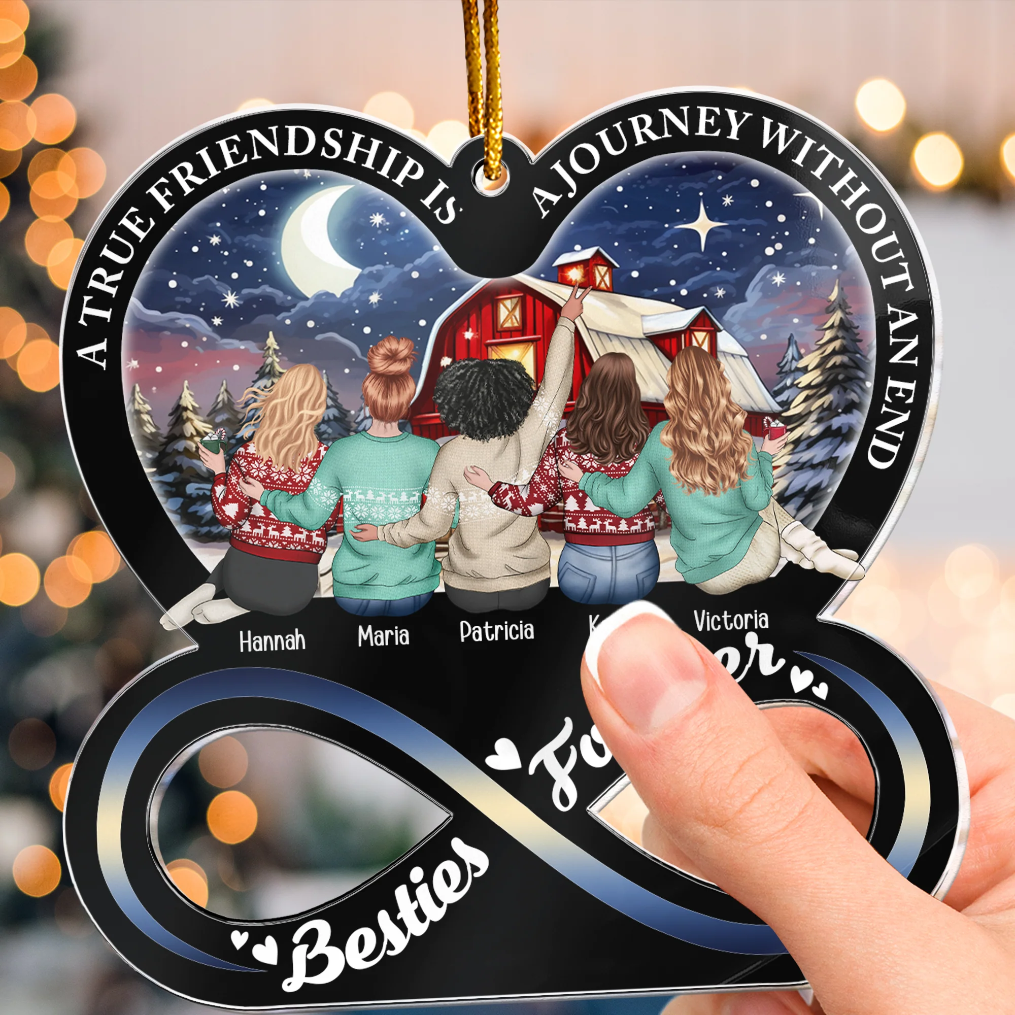 A True Friendship Is A Journey Without An End - Personalized Acrylic Ornament - Image 4