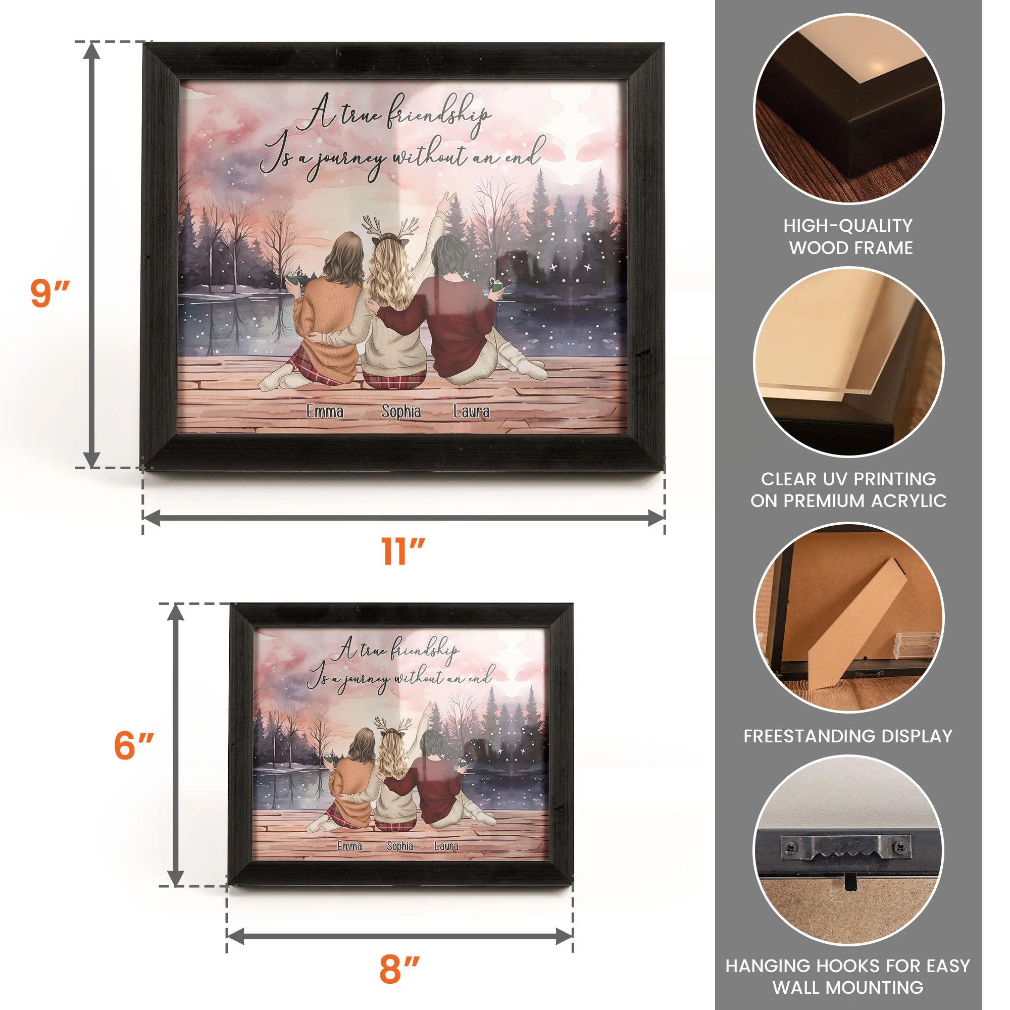 A True Friendship Is A Journey Without An End - Personalized LED Shadow Box - Image 6