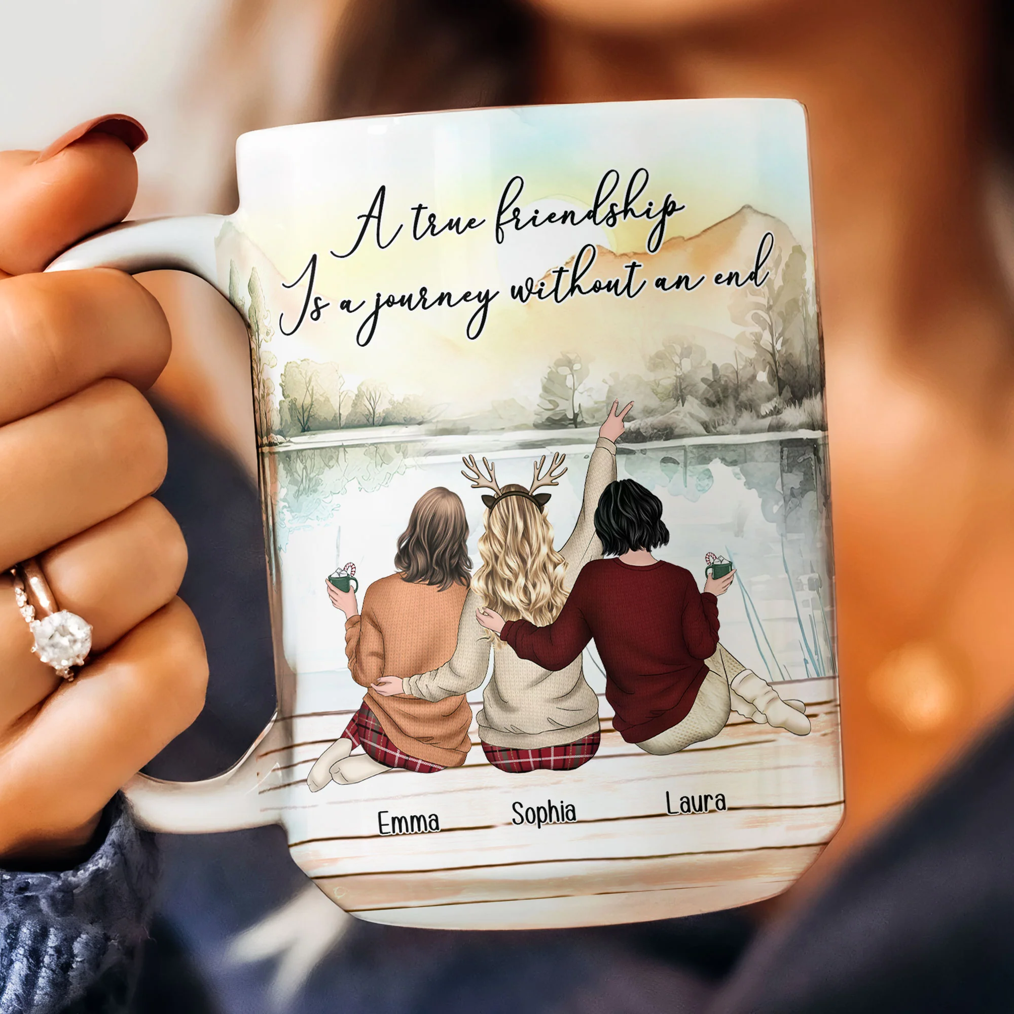 A True Friendship Is A Journey Without An End - Personalized Mug - Image 5