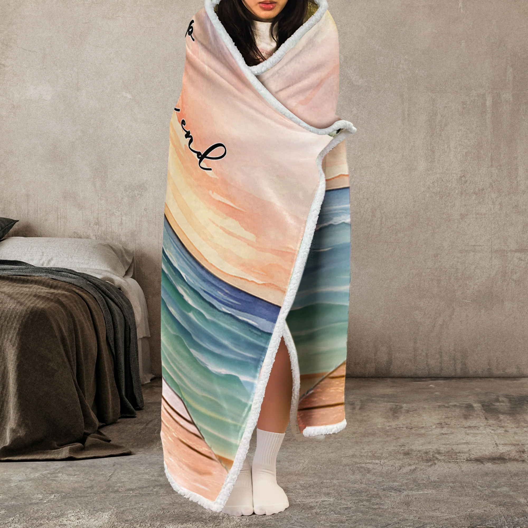 A True Friendship Is A Journey Without An End - Personalized Wearable Blanket Hoodie - Image 4