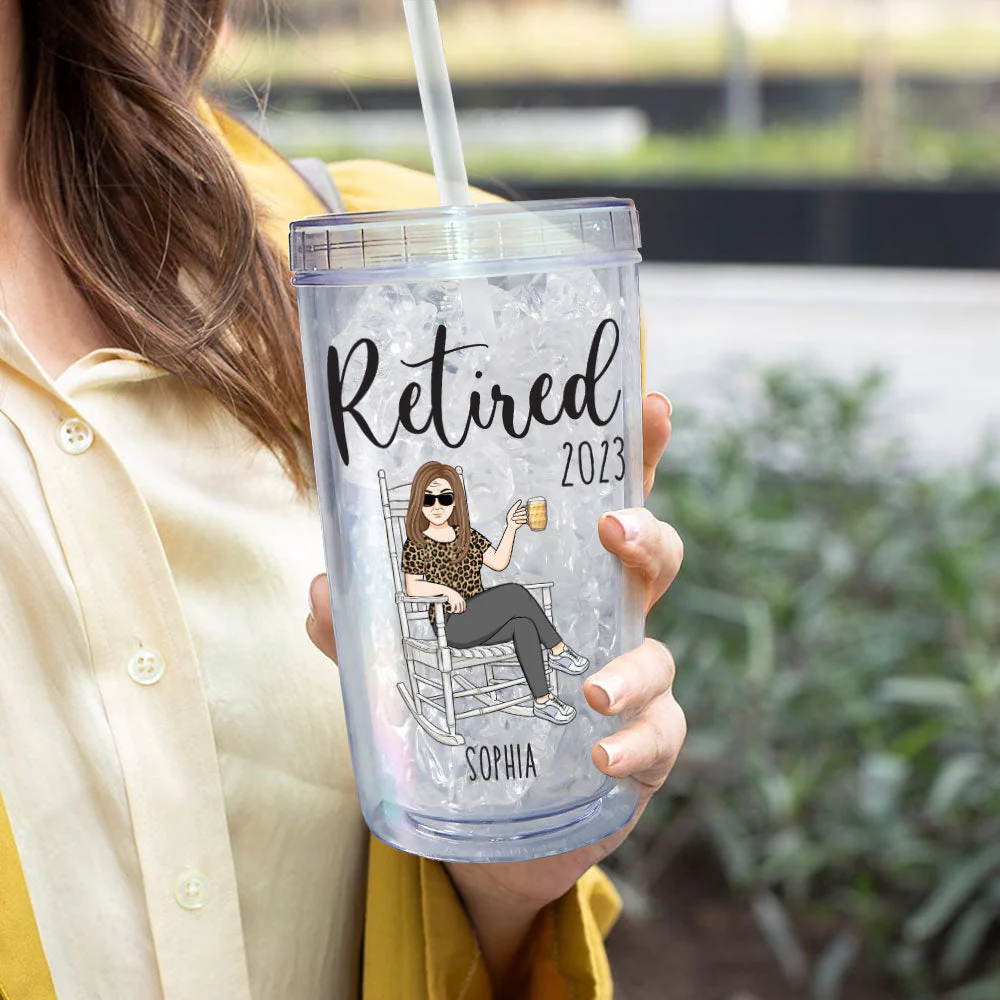 A Wise Woman Once Said "I'm Outta Here" - Personalized Acrylic Tumbler With Straw - Image 4