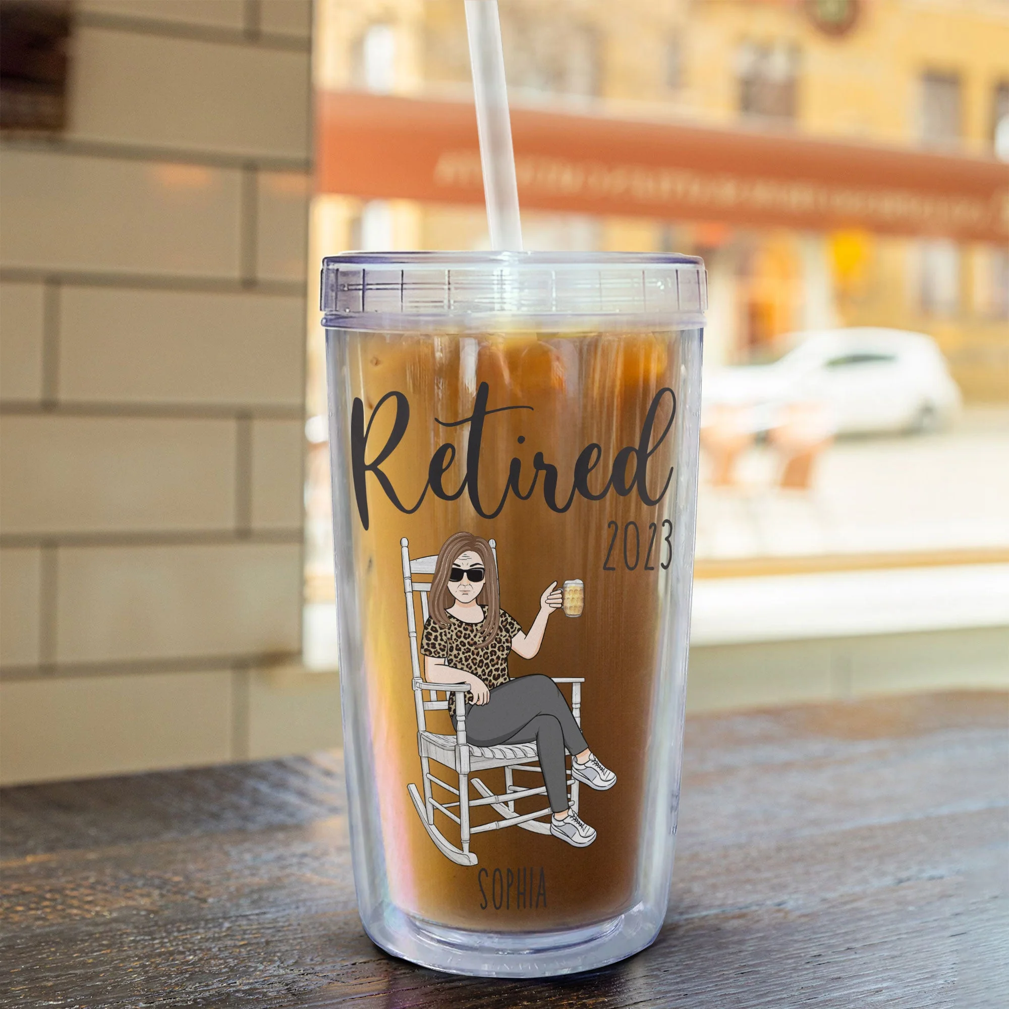 A Wise Woman Once Said "I'm Outta Here" - Personalized Acrylic Tumbler With Straw - Image 5