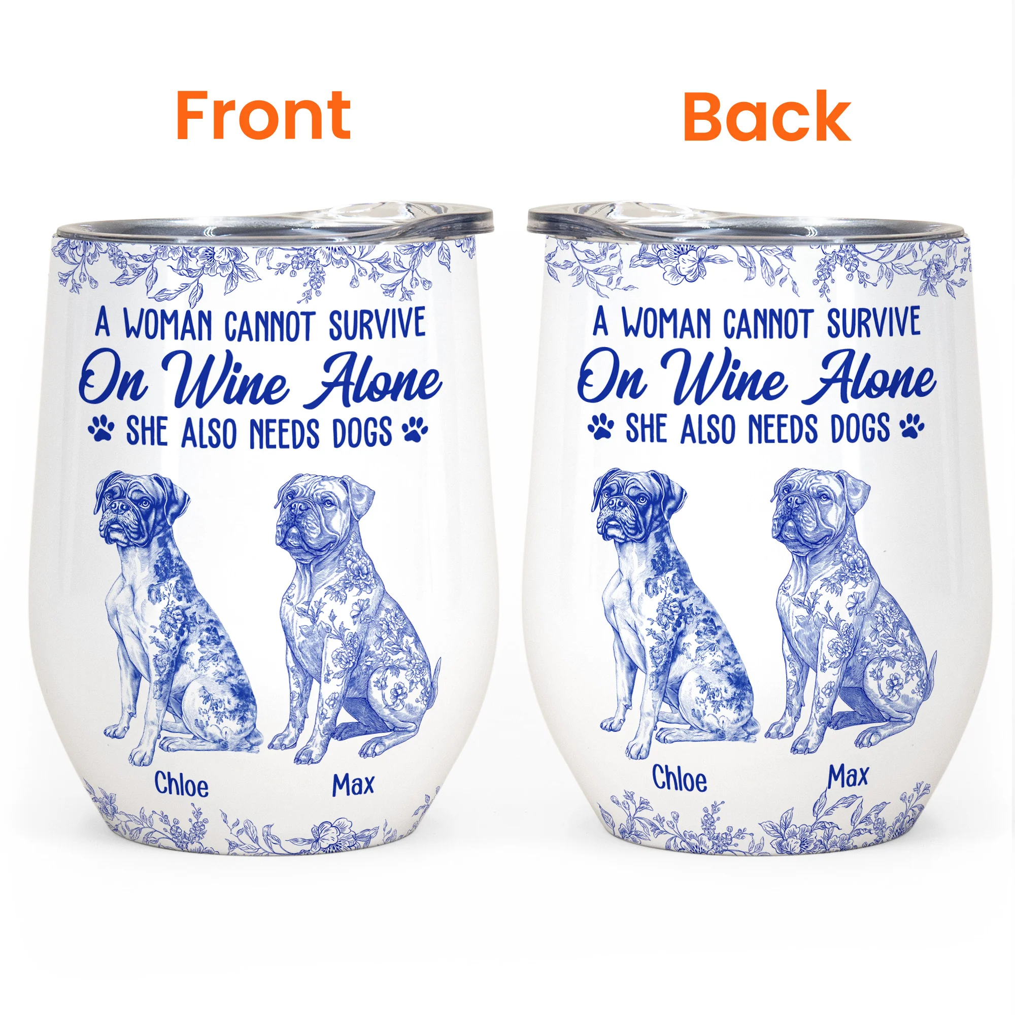 A Woman Cannot Survive On Wine Alone Toile De Jouy Style - Personalized Wine Tumbler - Image 6