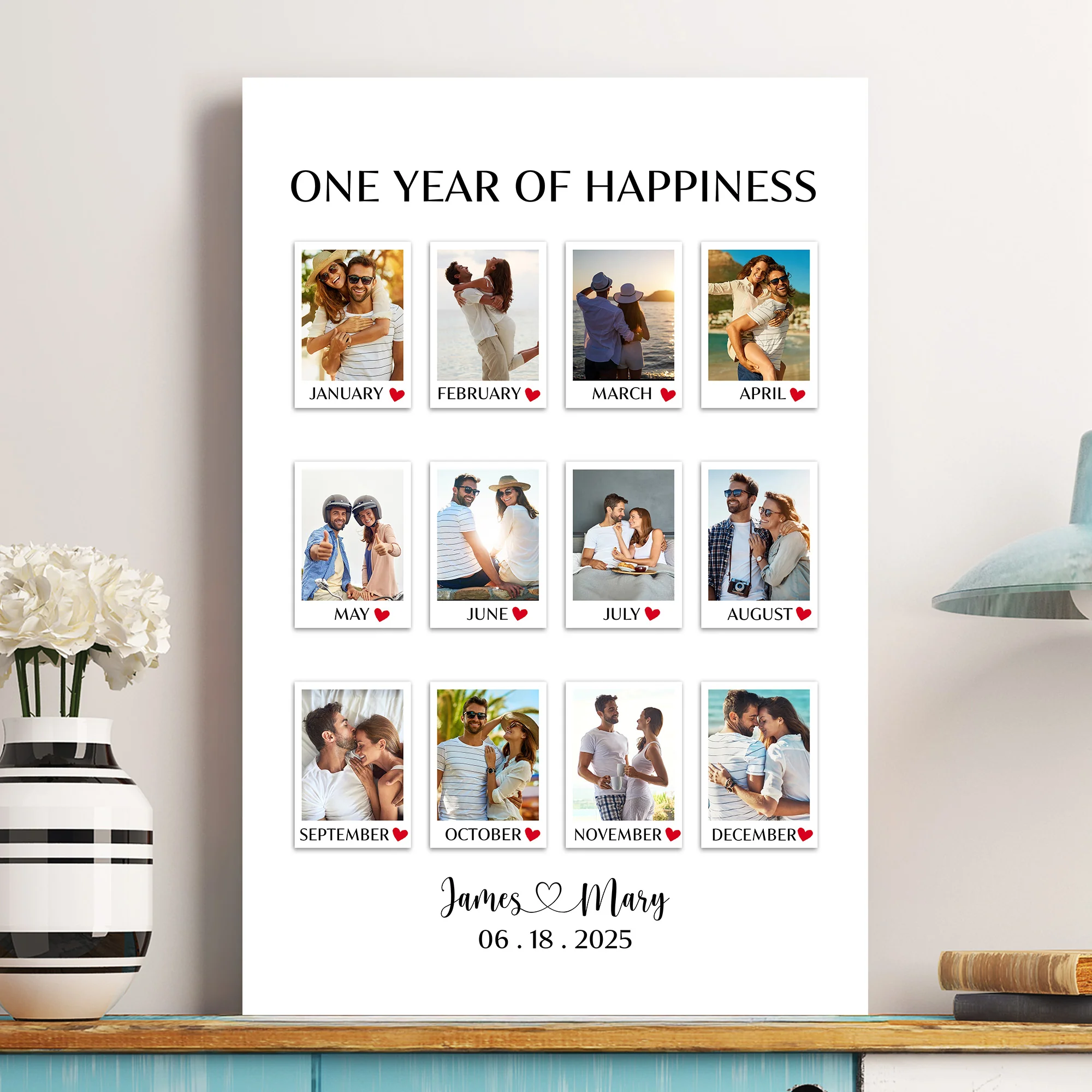 A Year Full Of Love Couple Anniversary Gift - Personalized Photo Poster - Image 2