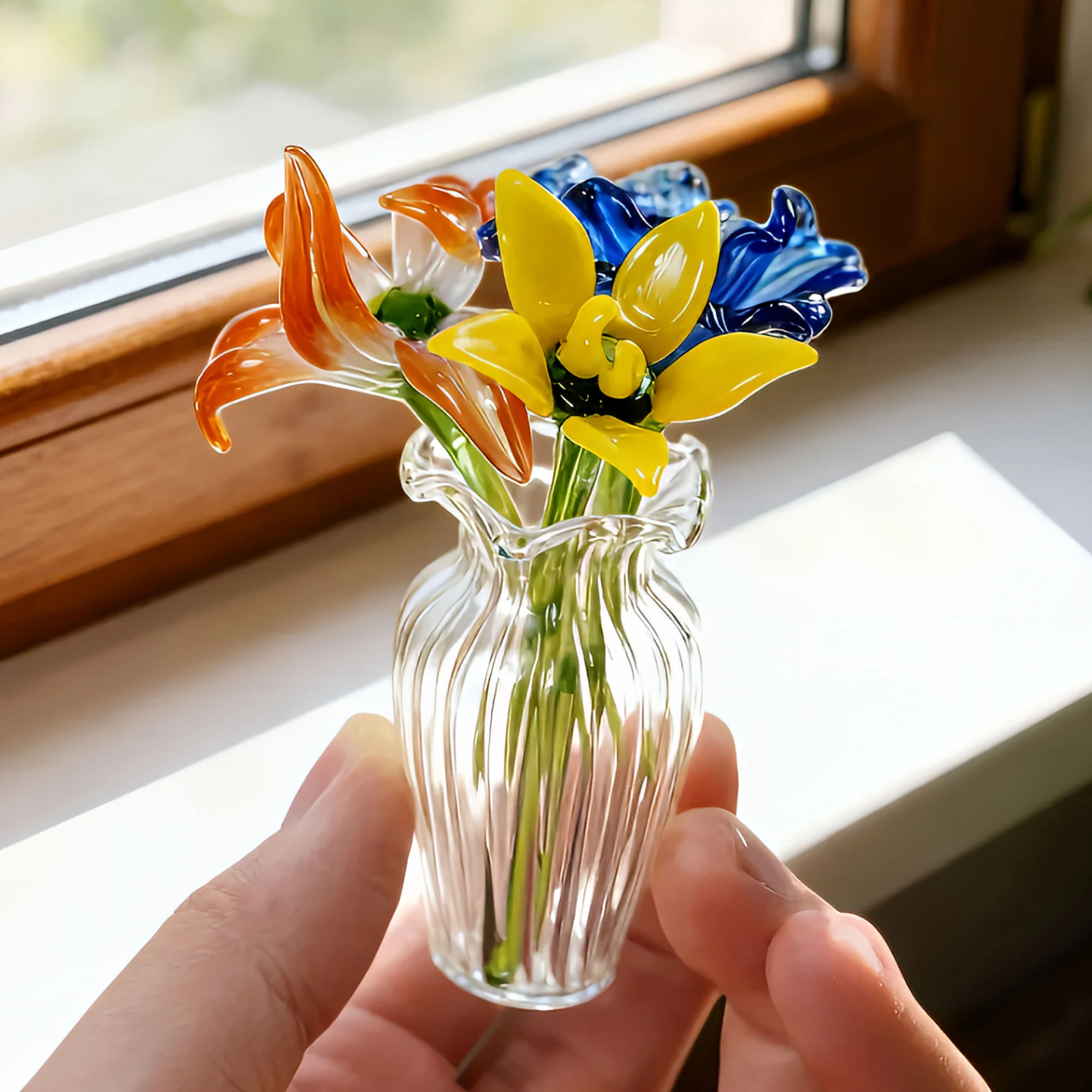 Actual Handwritten Message Gift Glass Flower Bouquet - Personalized Glass Flowers - Image 2