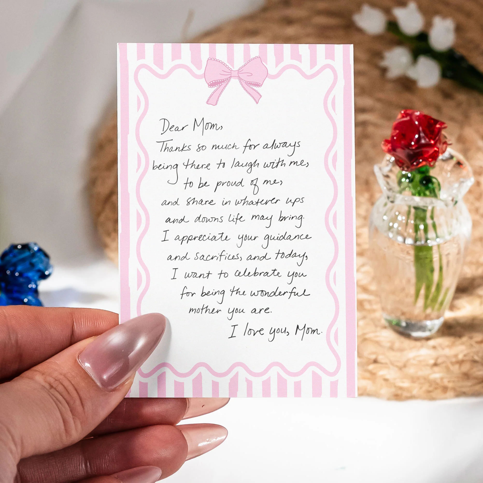 Actual Handwritten Message Gift Glass Flower Bouquet - Personalized Glass Flowers - Image 3
