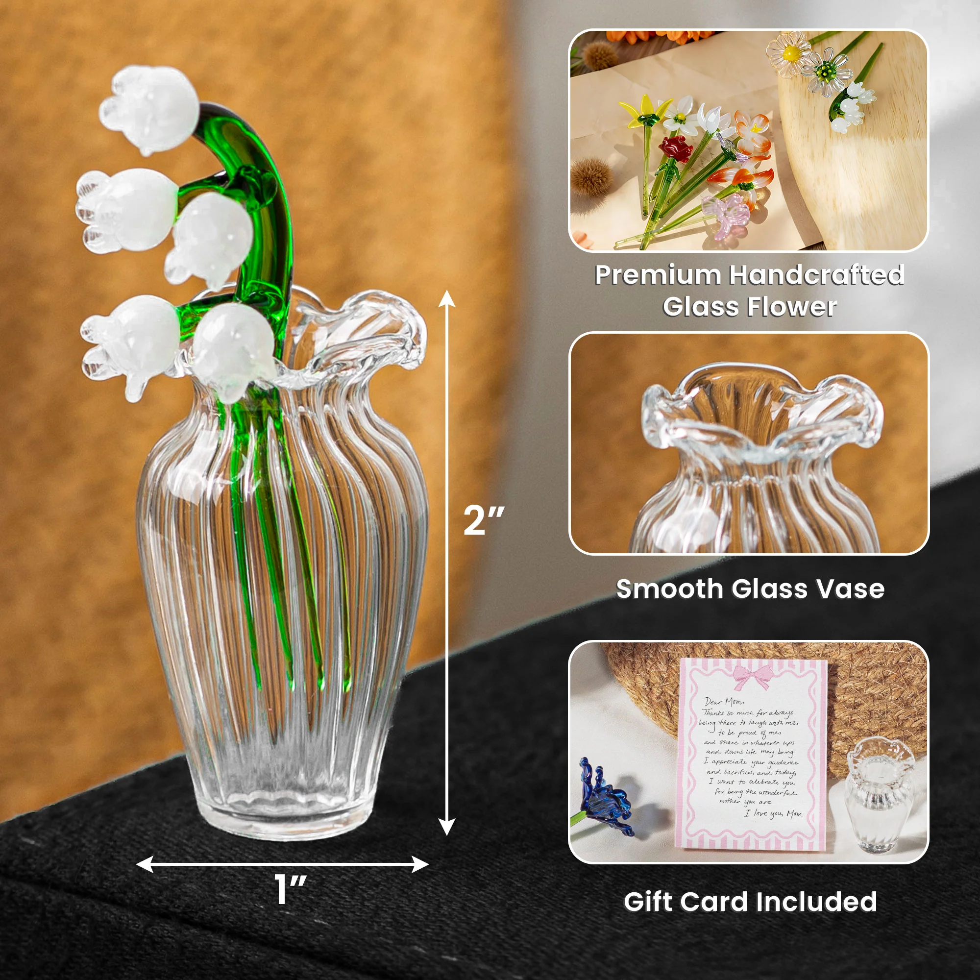 Actual Handwritten Message Gift Glass Flower Bouquet - Personalized Glass Flowers - Image 8