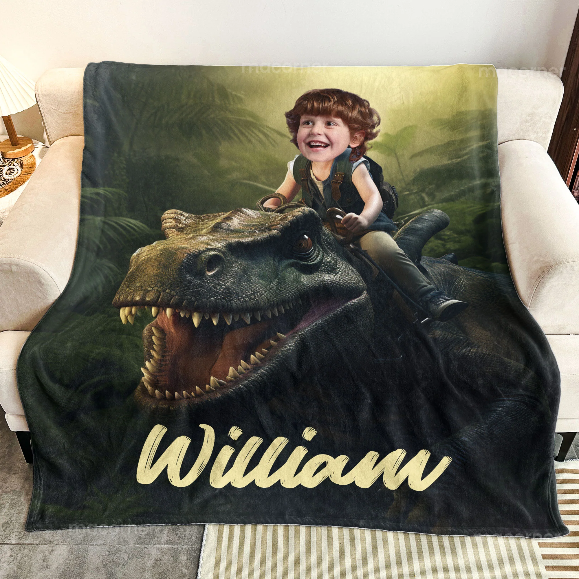 Adventure Boy - Custom Face, Name - Gifts For Sons, Grandsons - Personalized Photo Blanket - Image 4