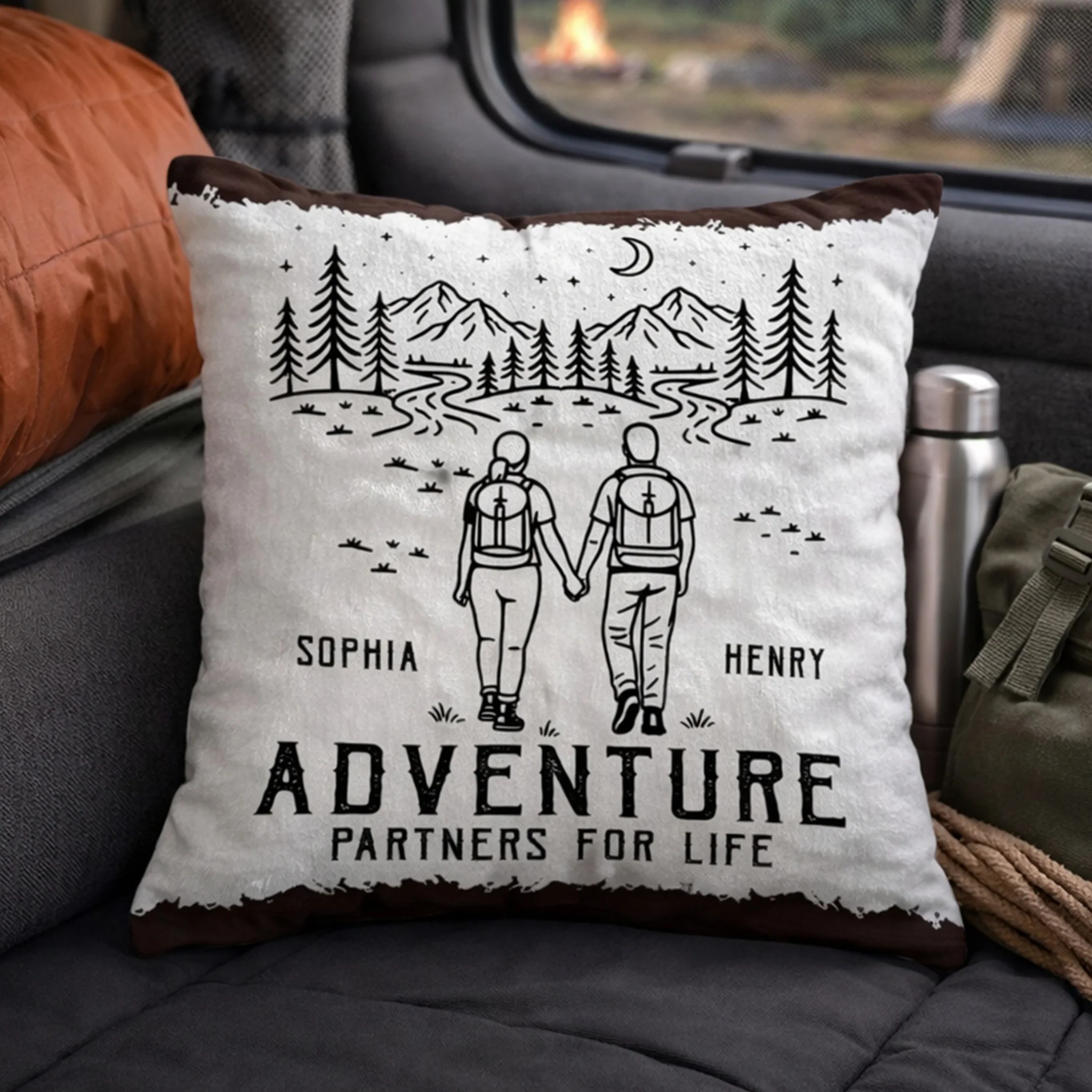 Adventure Partners For Life Camping Couple Gift - Personalized Pillow (Insert Included) - Image 3