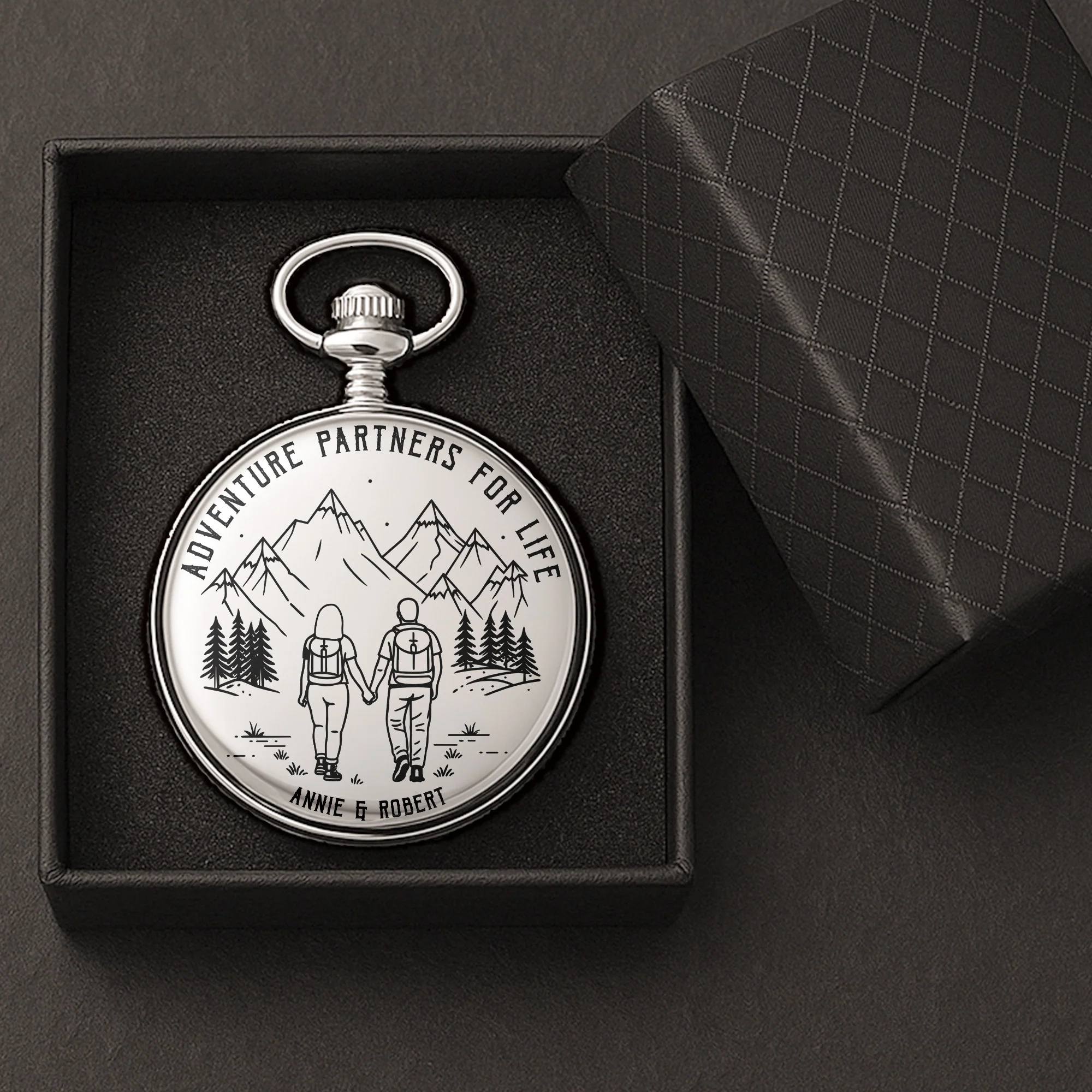 Adventure Partners For Life Camping Couple - Personalized Pocket Watch - Image 4