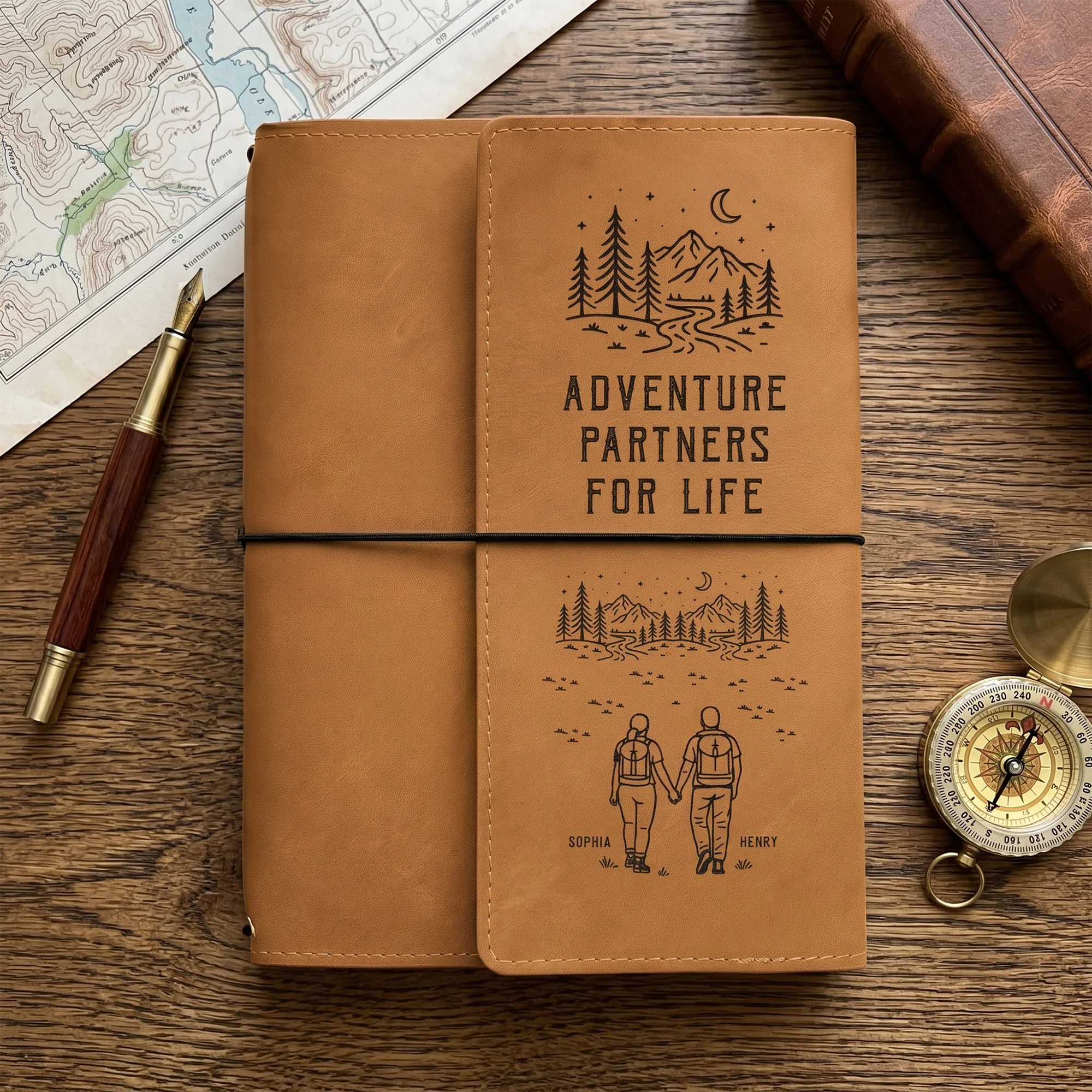 Adventure Partners For Life Couple Gift - Personalized Notebook Cover