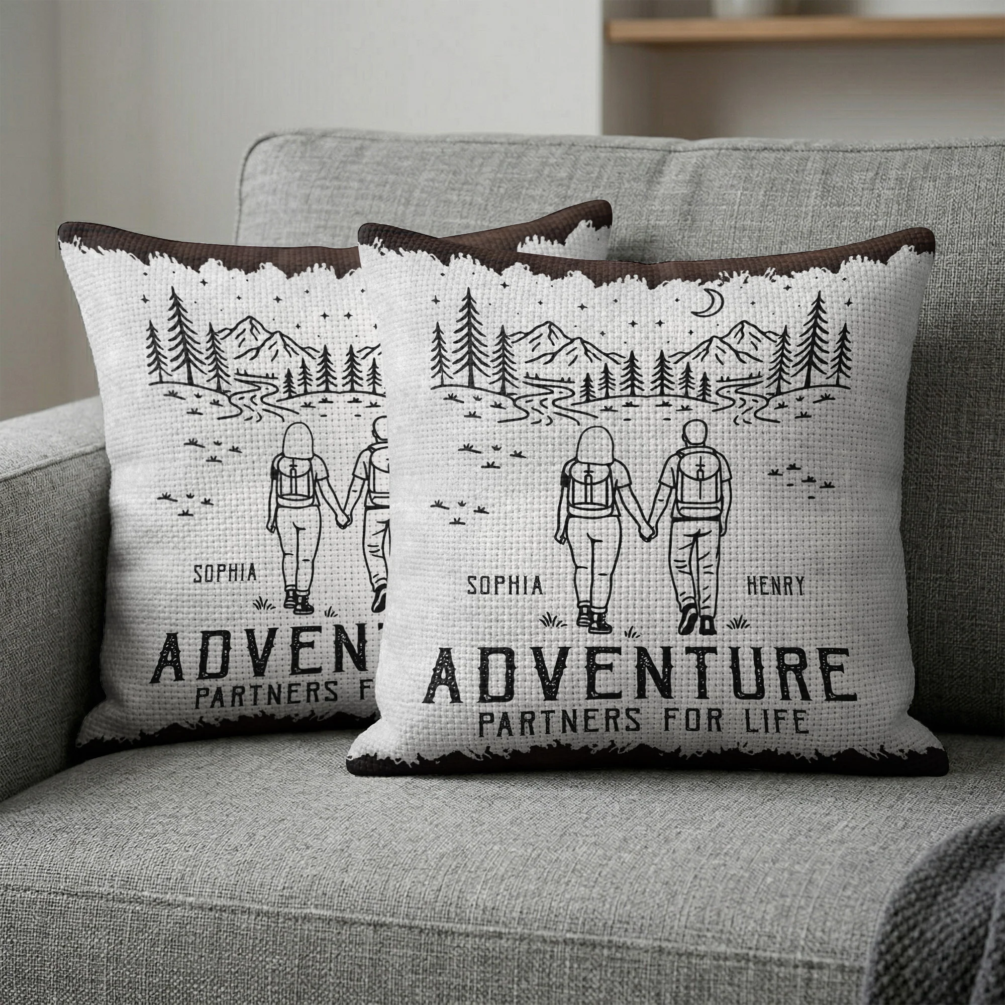 Adventure Partners For Life Couple Gift - Personalized Pillow Cover - Image 2