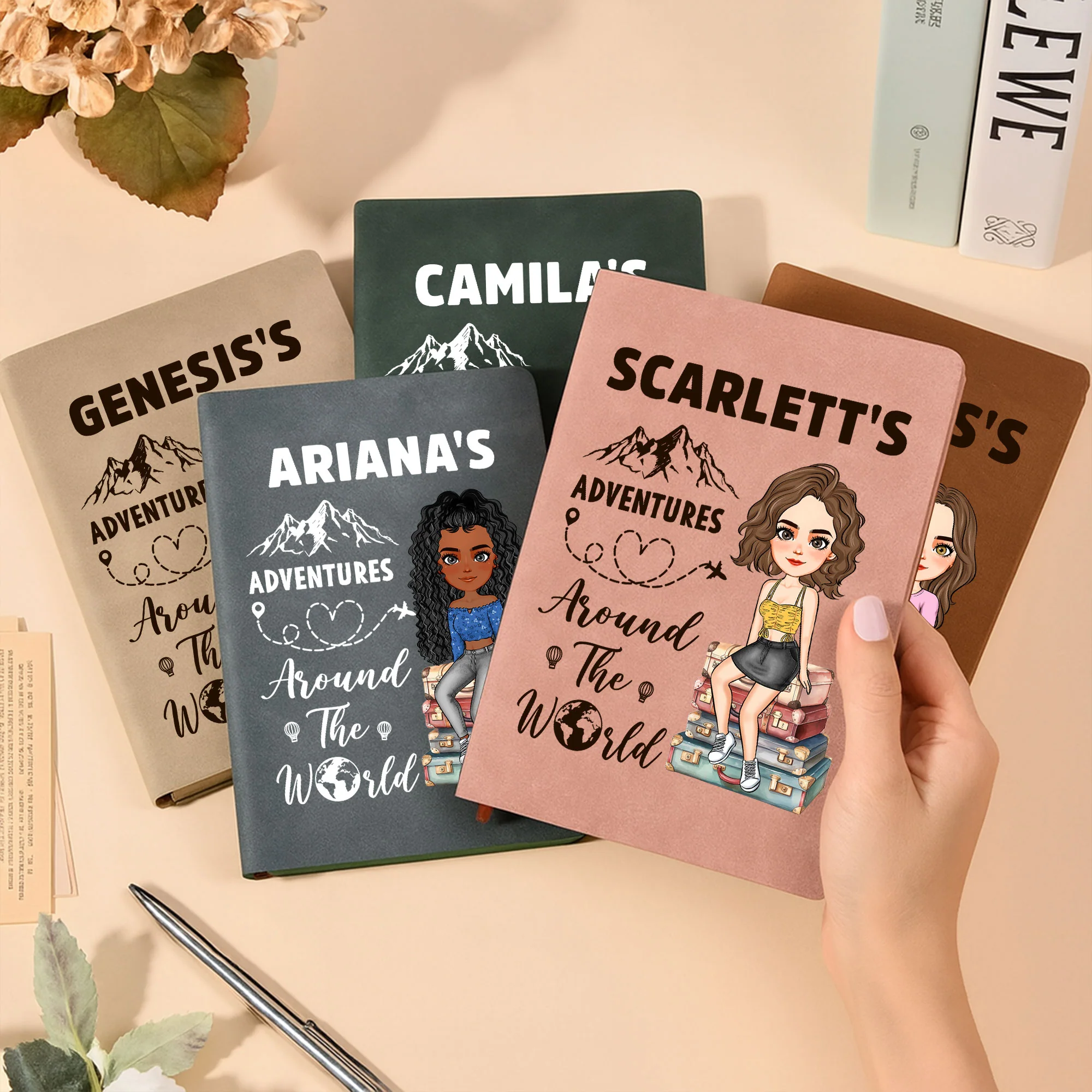 Adventures Around The World - Personalized Leather Journal - Image 2