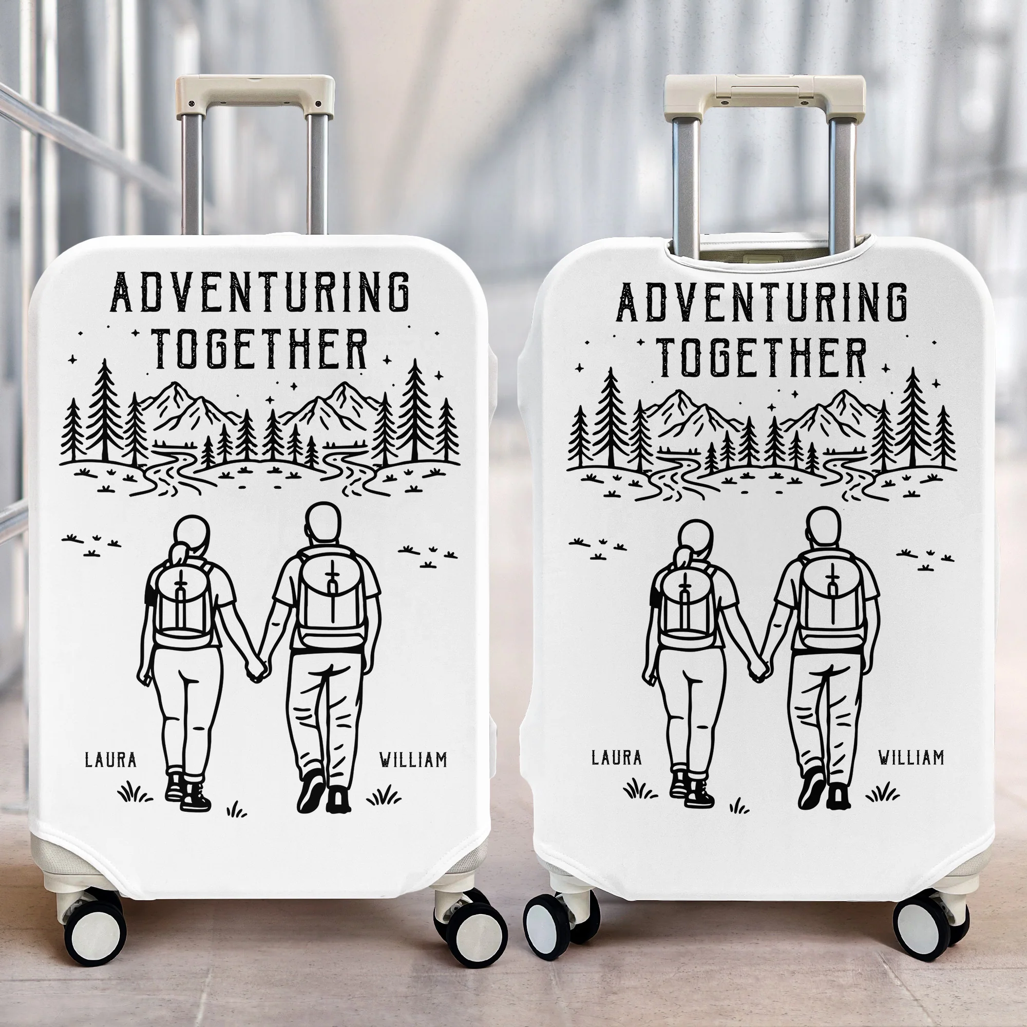 Adventuring Together Couple Anniversary Wedding Gifts For Her, Him - Personalized Luggage Cover - Image 2