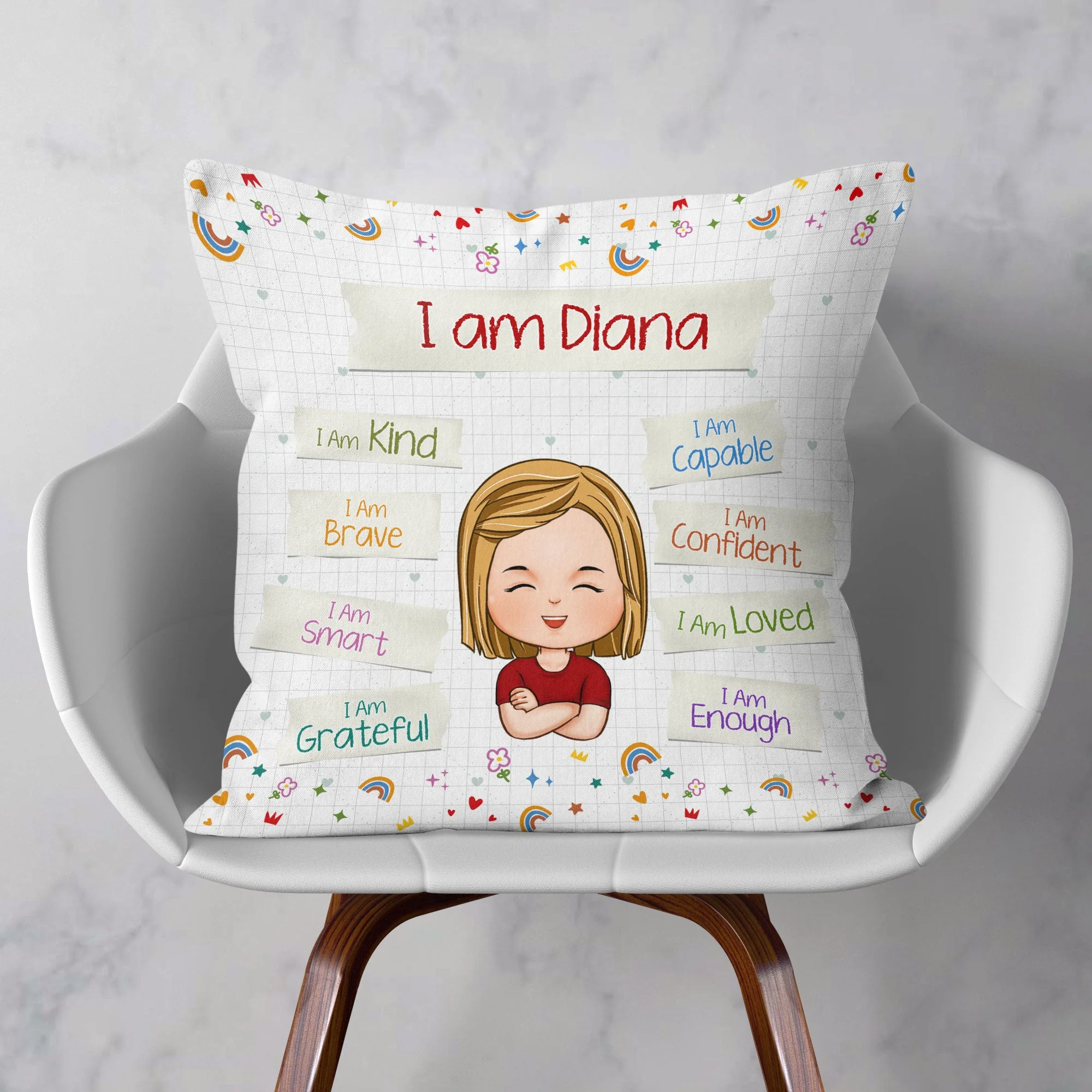 Affirmations I Am Kind I Am Loved - Personalized Pillow (Insert Included) - Image 2