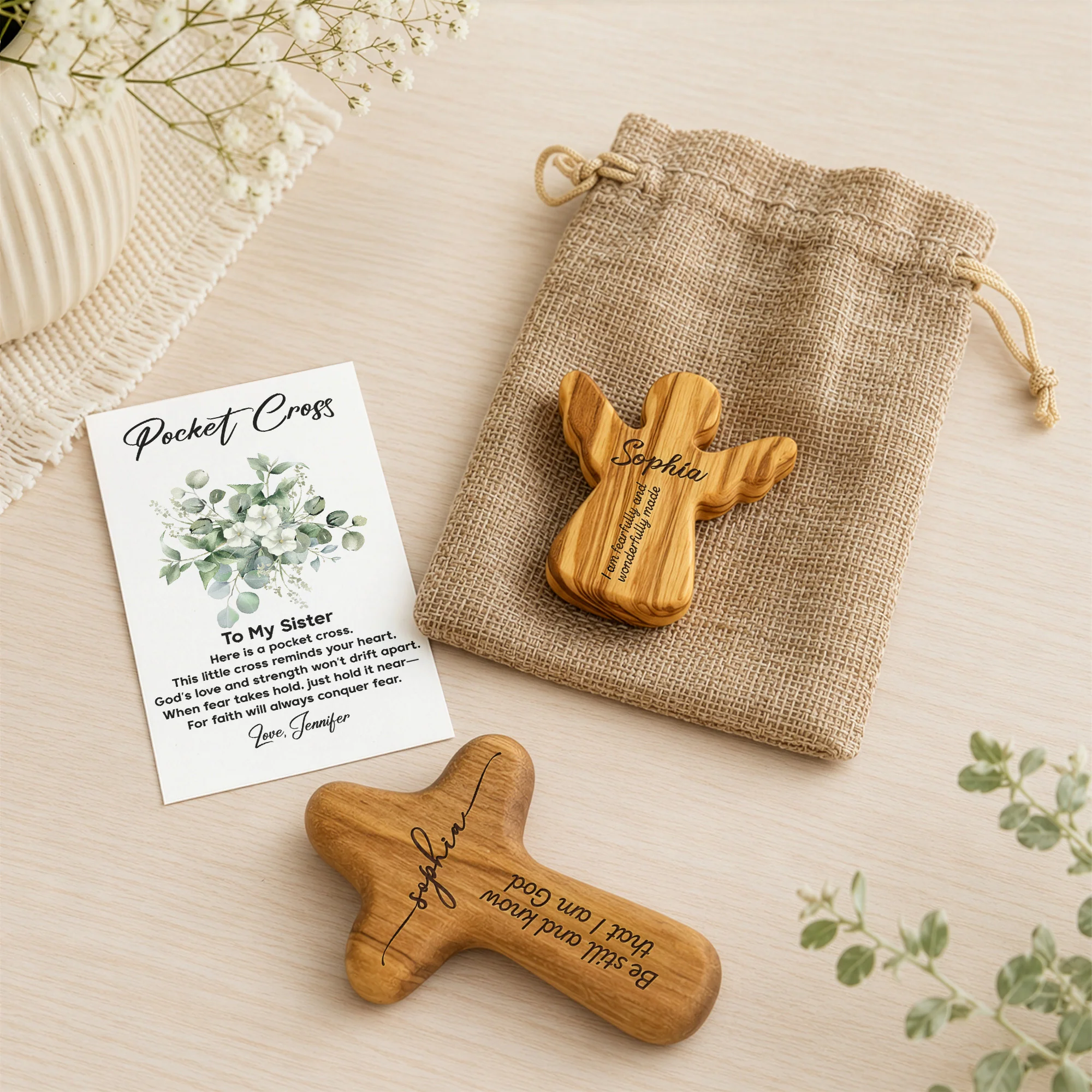 Affirmations With Message Christian Gifts For Her, Daughter, Wife, Sister - Personalized Pocket Cross