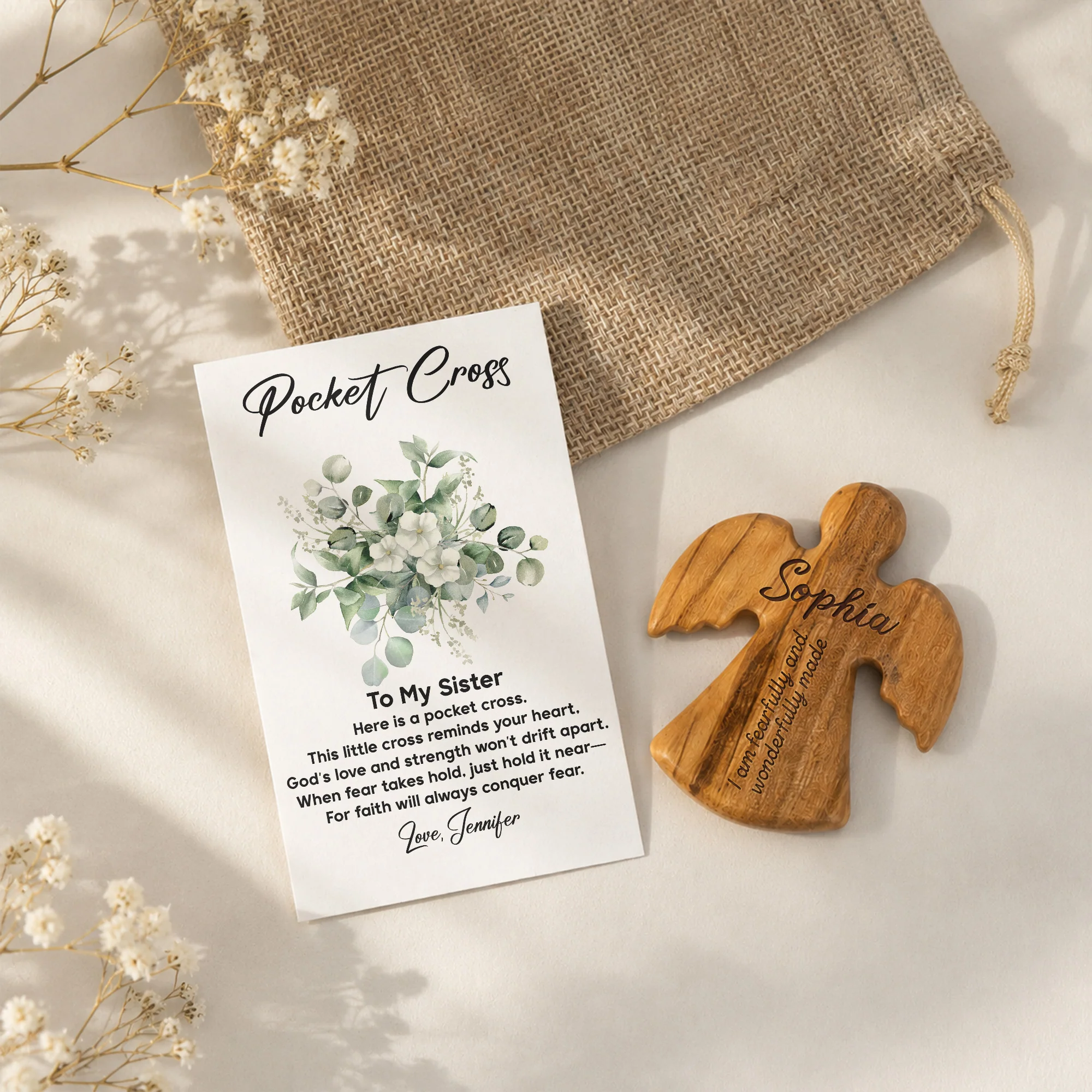 Affirmations With Message Christian Gifts For Her, Daughter, Wife, Sister - Personalized Pocket Cross - Image 4